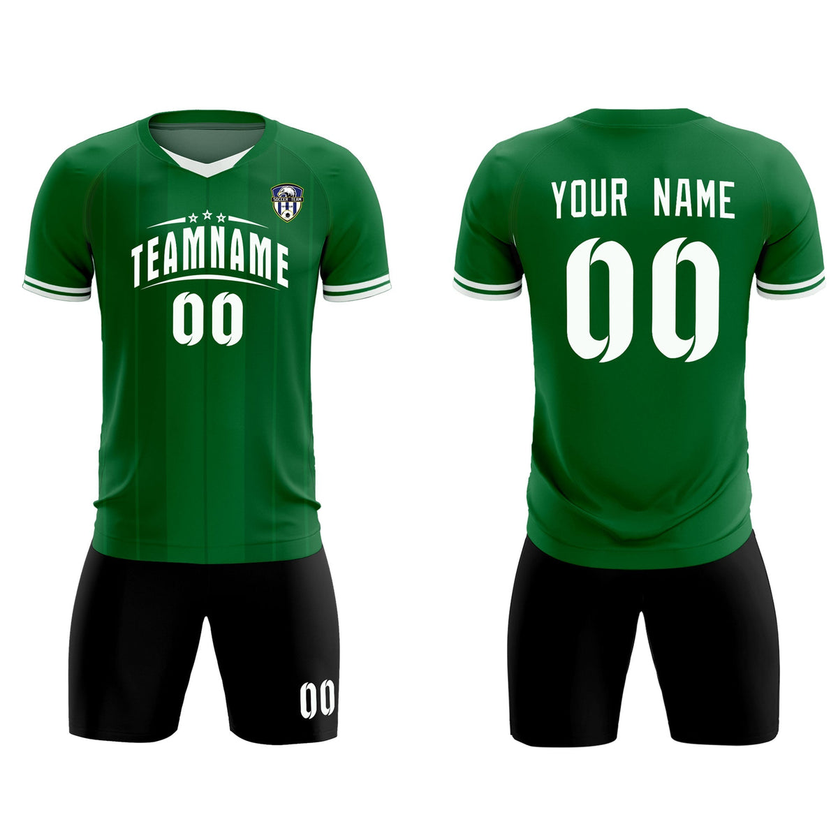 Custom Kelly Green Classic Striped Personalized Soccer Tops/Sets Jersey