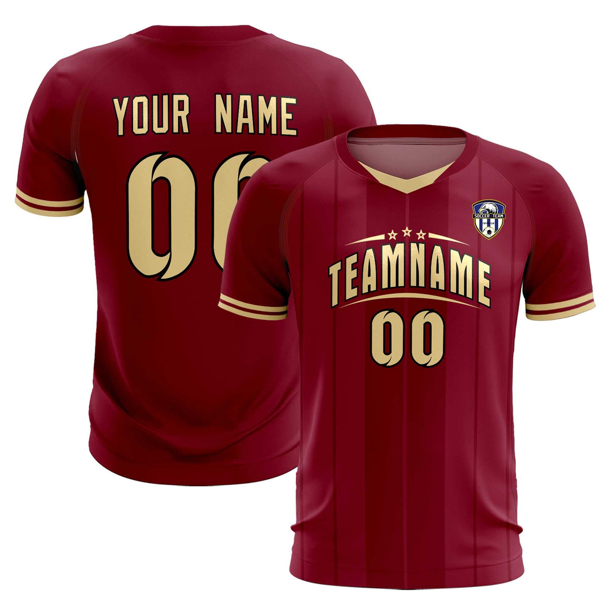 Custom Crimson Classic Striped Personalized Soccer Tops/Sets Jersey