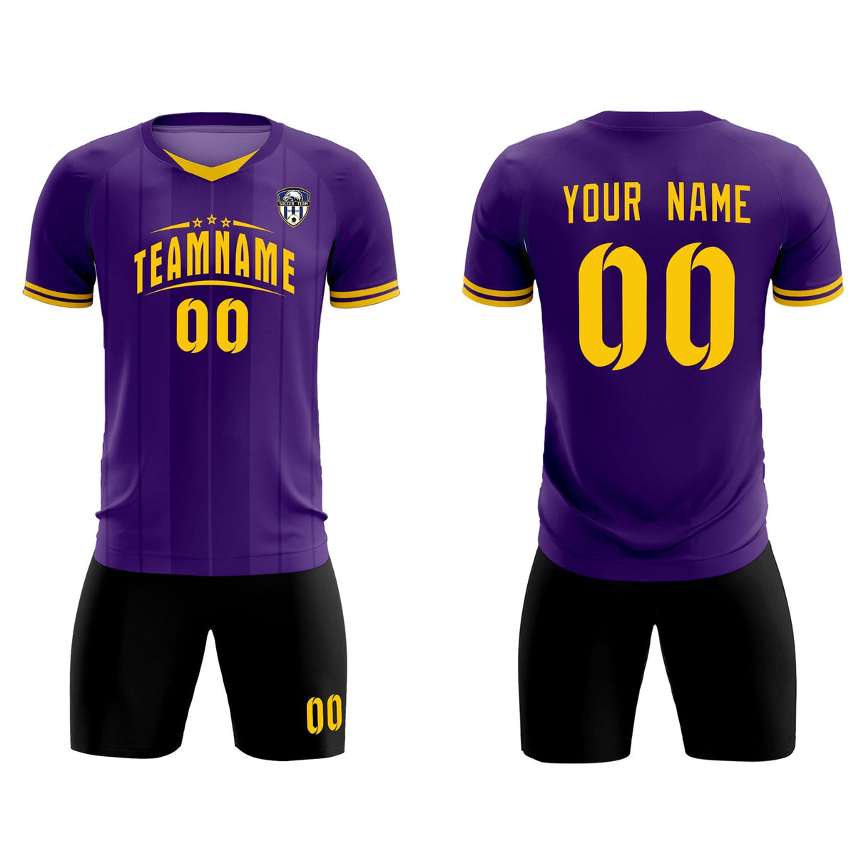 Custom Purple Classic Striped Personalized Soccer Tops/Sets Jersey
