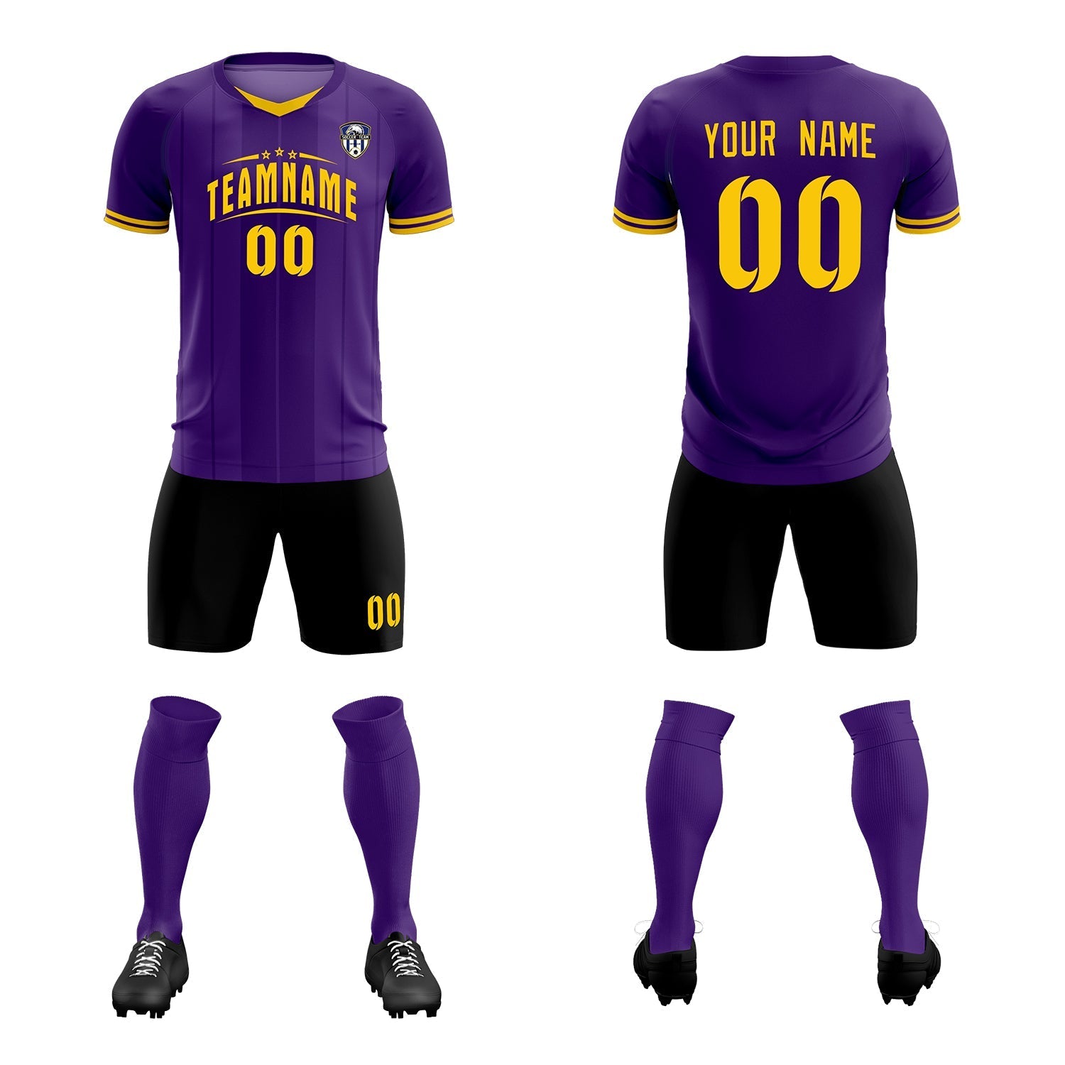 Custom Purple Classic Striped Personalized Soccer Tops/Sets Jersey
