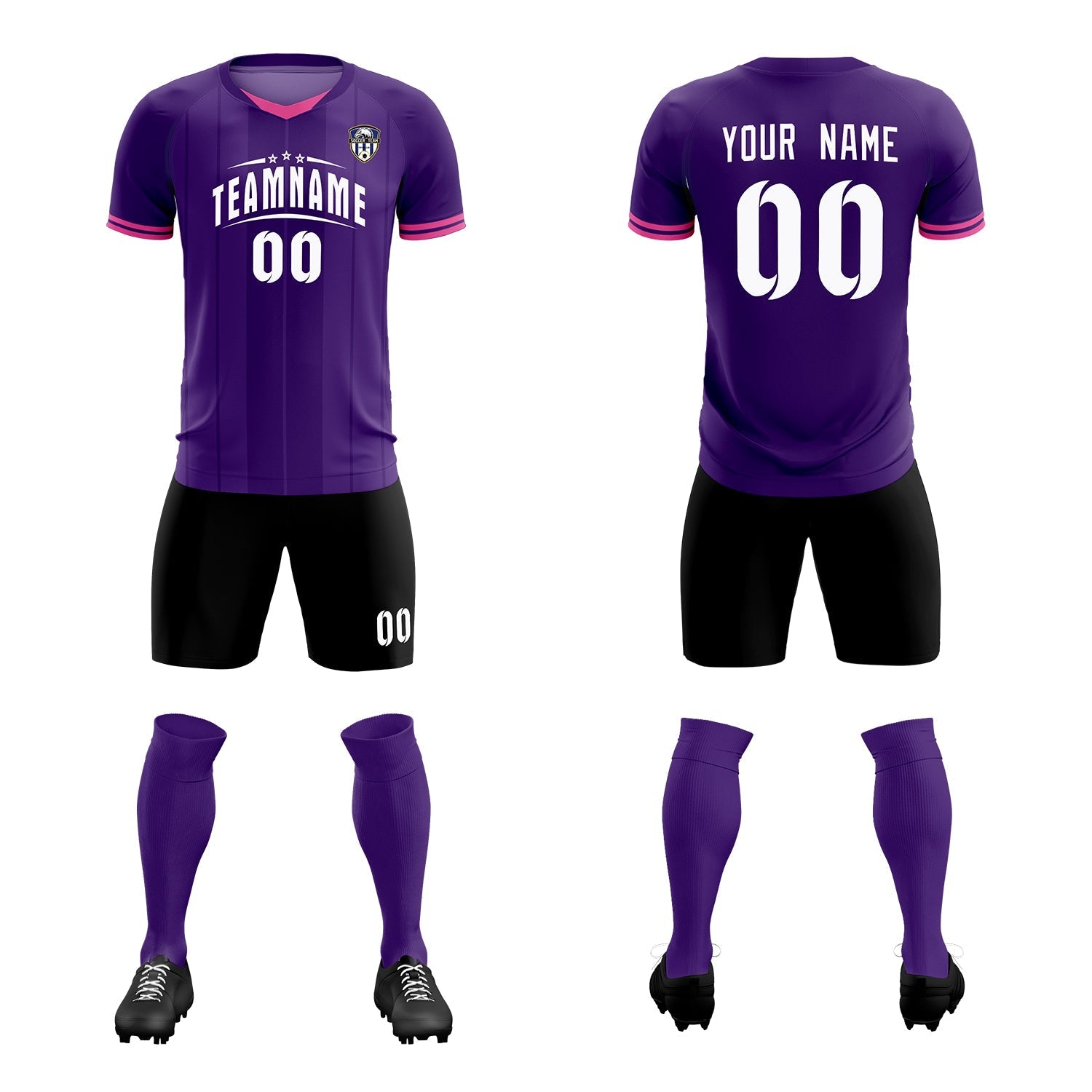 Custom Purple Classic Striped Personalized Soccer Tops/Sets Jersey