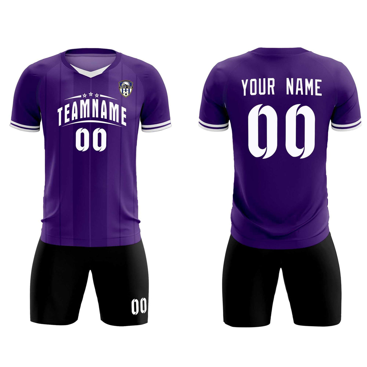 Custom Purple Classic Striped Personalized Soccer Tops/Sets Jersey