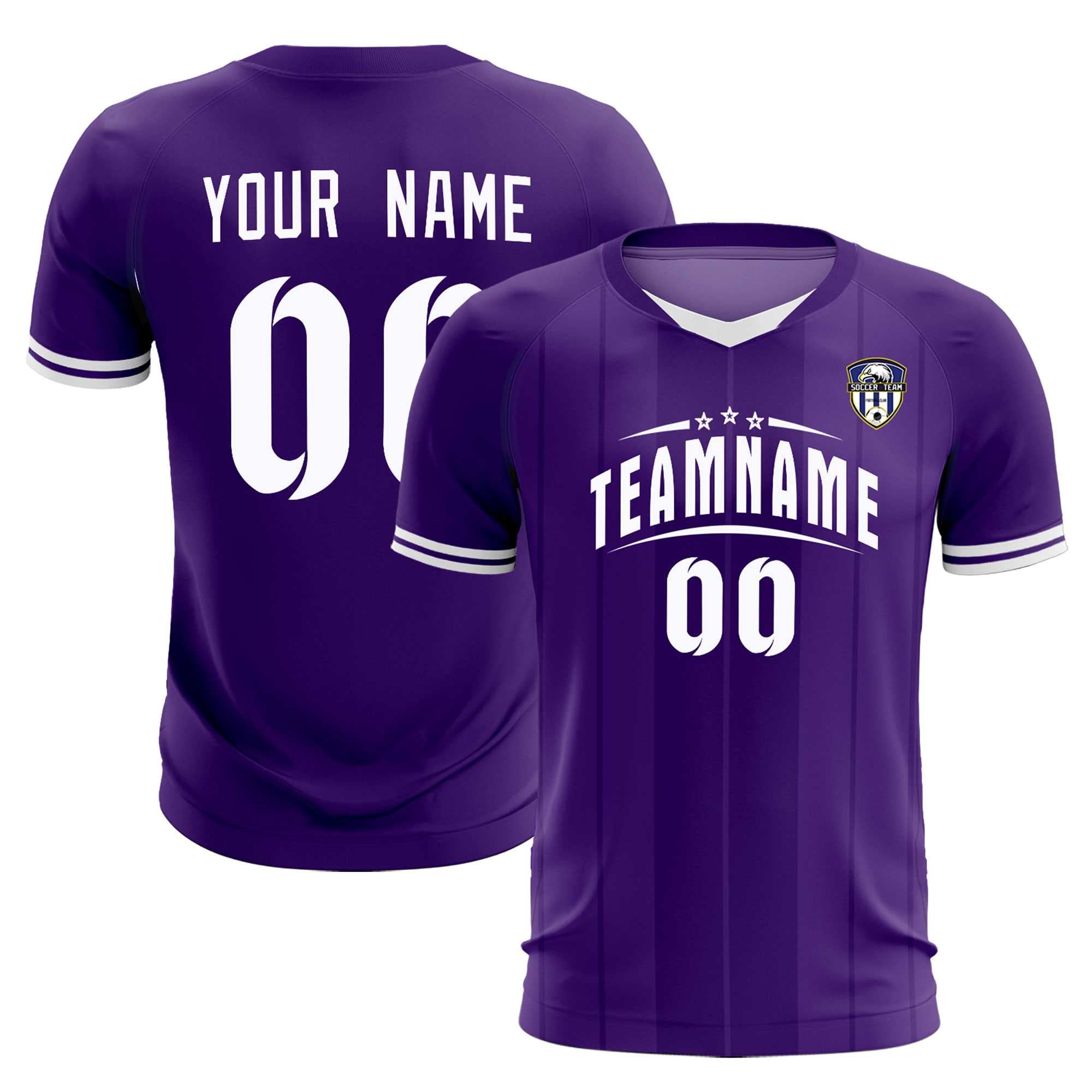 Custom Purple Classic Striped Personalized Soccer Tops/Sets Jersey
