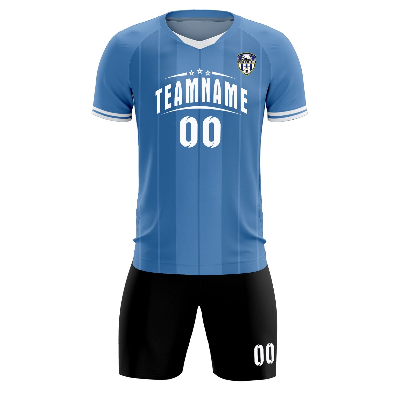 Custom Light Blue Classic Striped Personalized Soccer Tops/Sets Jersey