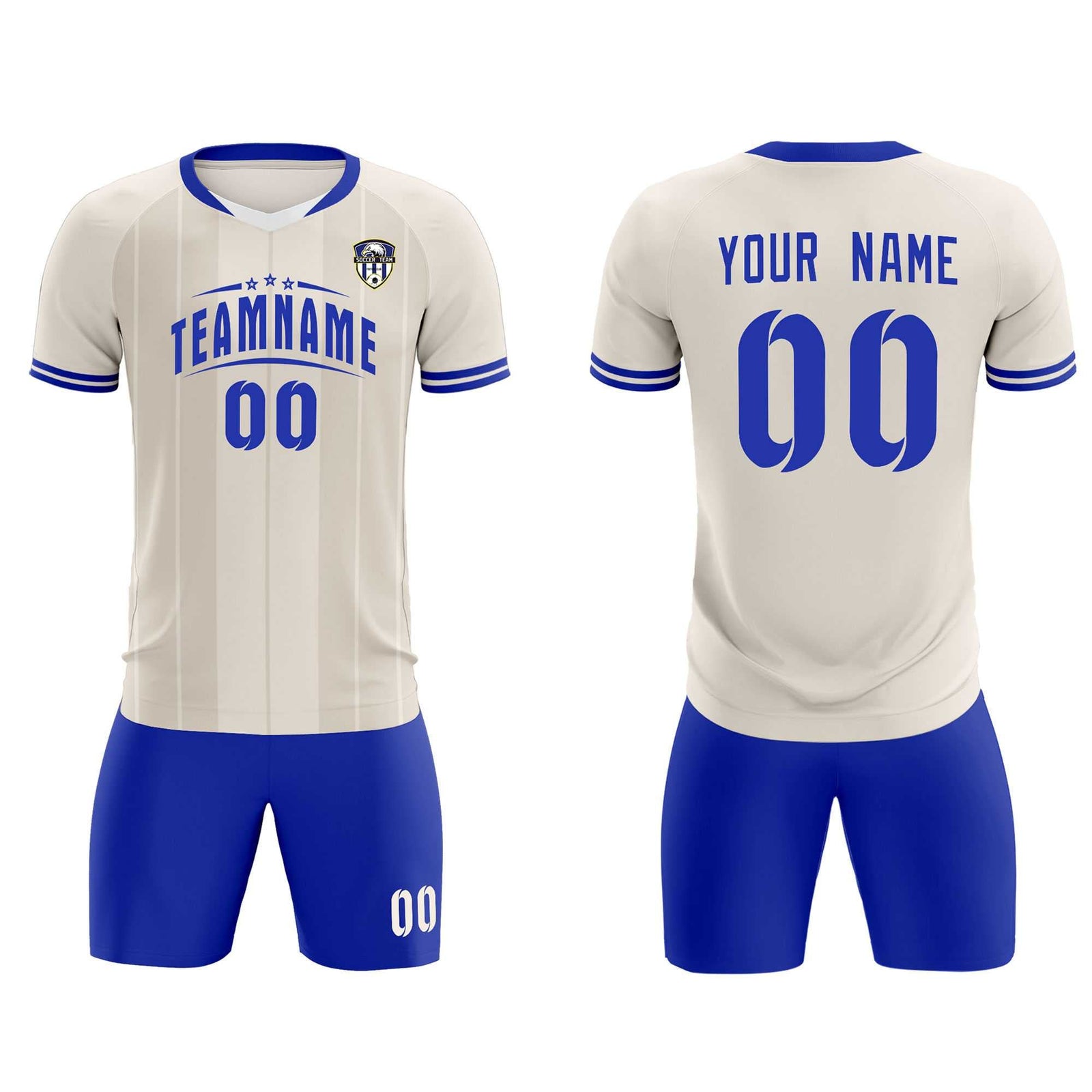 Custom Cream Classic Striped Personalized Soccer Tops/Sets Jersey