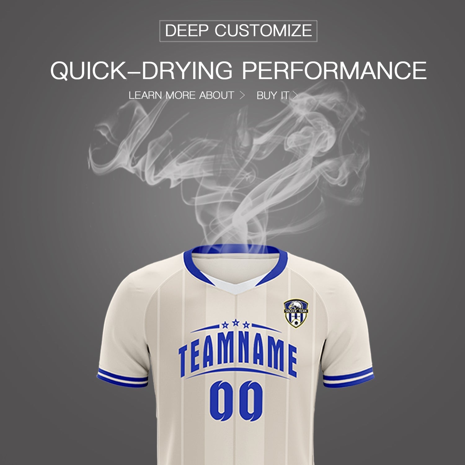 Custom Cream Classic Striped Personalized Soccer Tops/Sets Jersey
