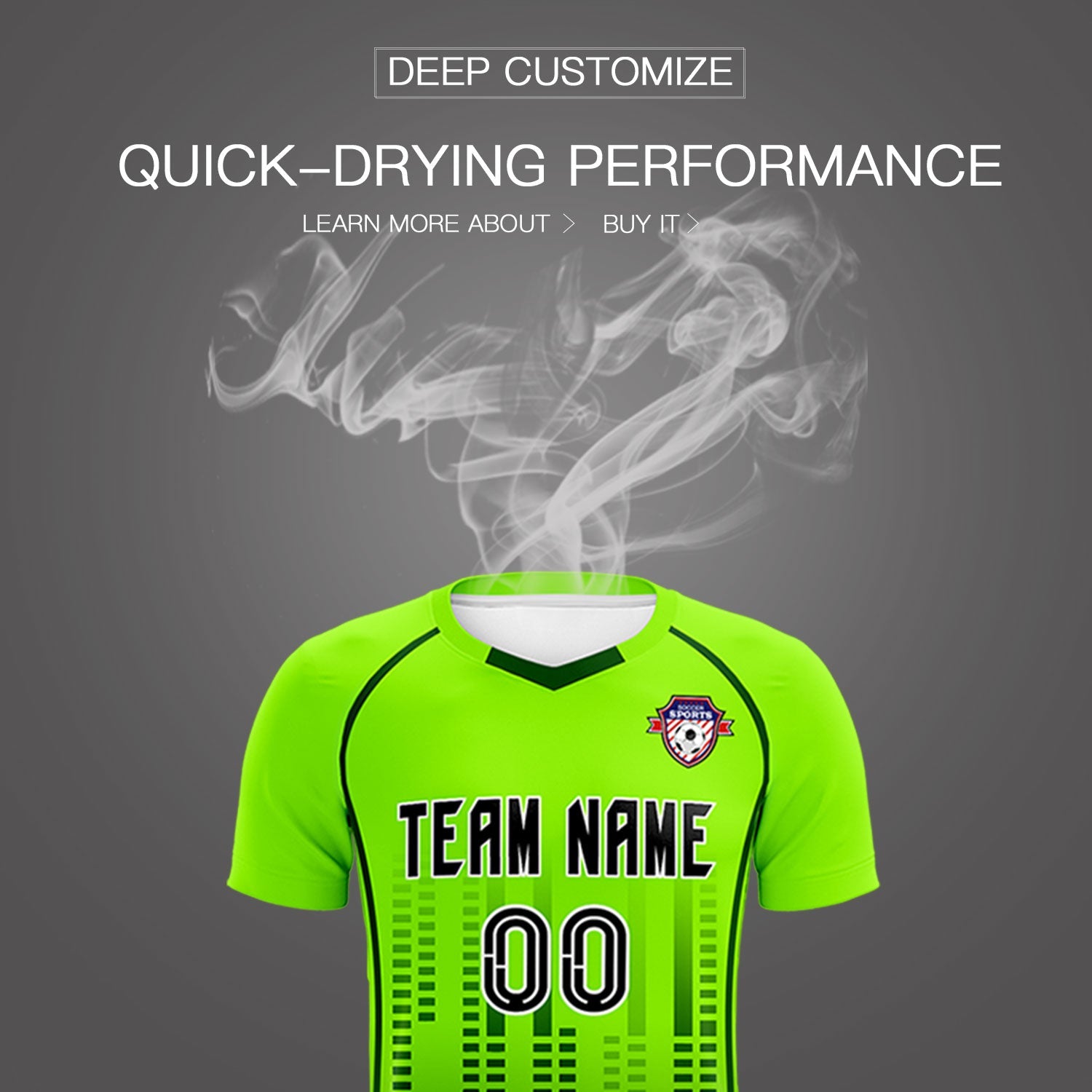 Custom Neon Green-Green Printing Outdoor Tracksuit Soccer Sets Jersey