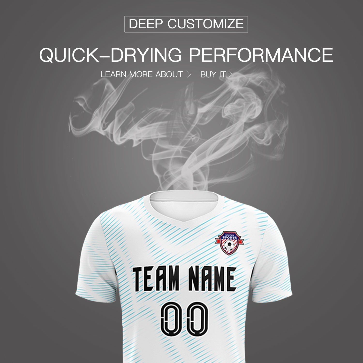 Custom White Sky Blue Training Uniform For Men Soccer Sets Jersey