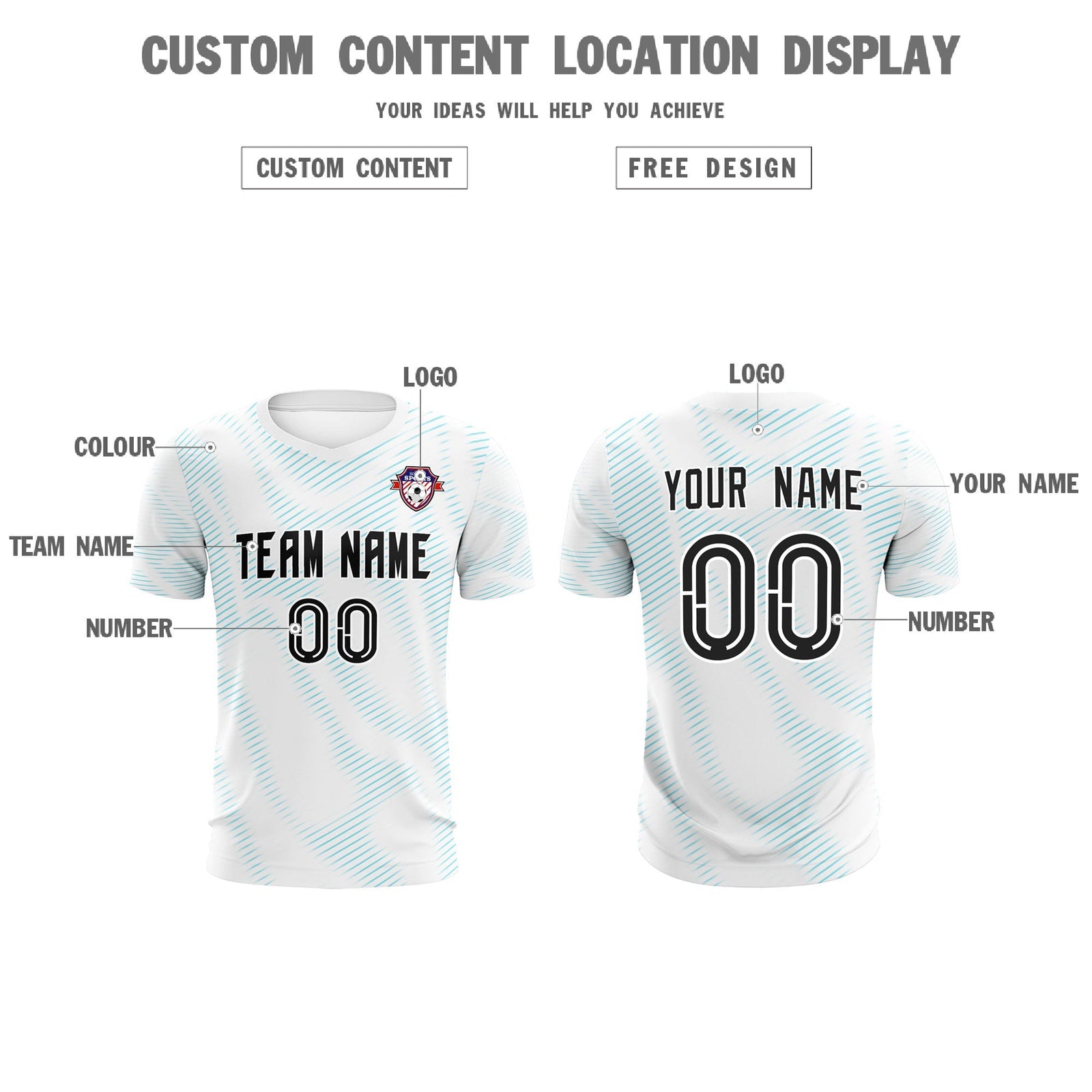 Custom White Sky Blue Training Uniform For Men Soccer Sets Jersey