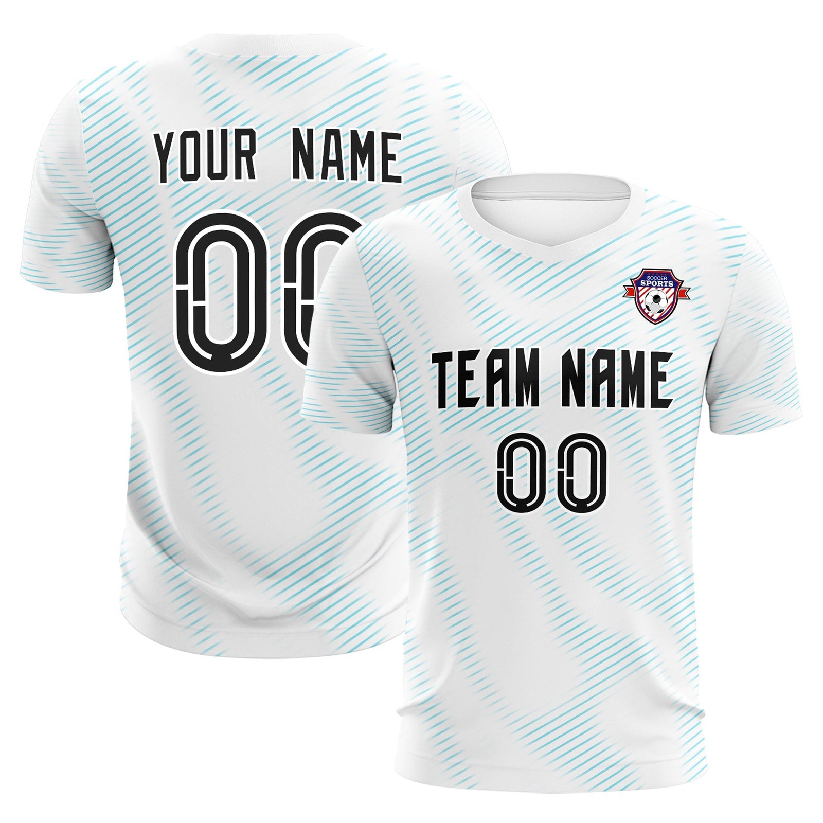 Custom White Sky Blue Training Uniform For Men Soccer Sets Jersey