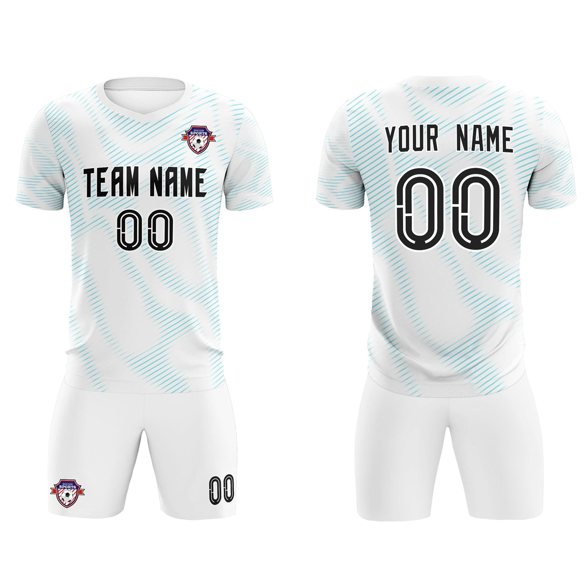 Custom White Sky Blue Training Uniform For Men Soccer Sets Jersey