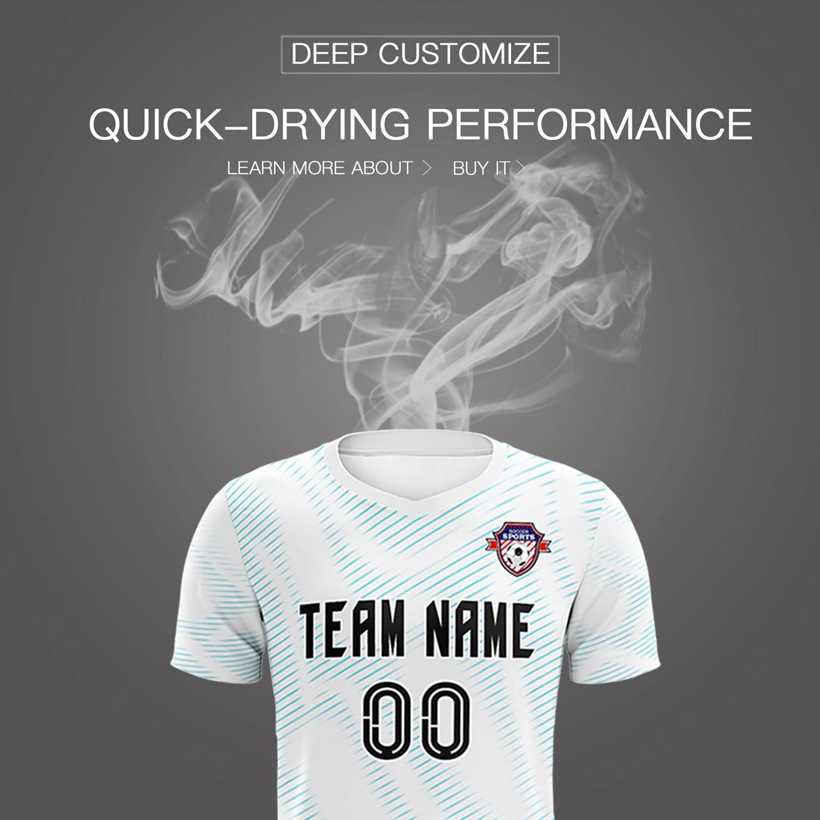 Custom White Sky Blue Training Uniform For Men Soccer Sets Jersey