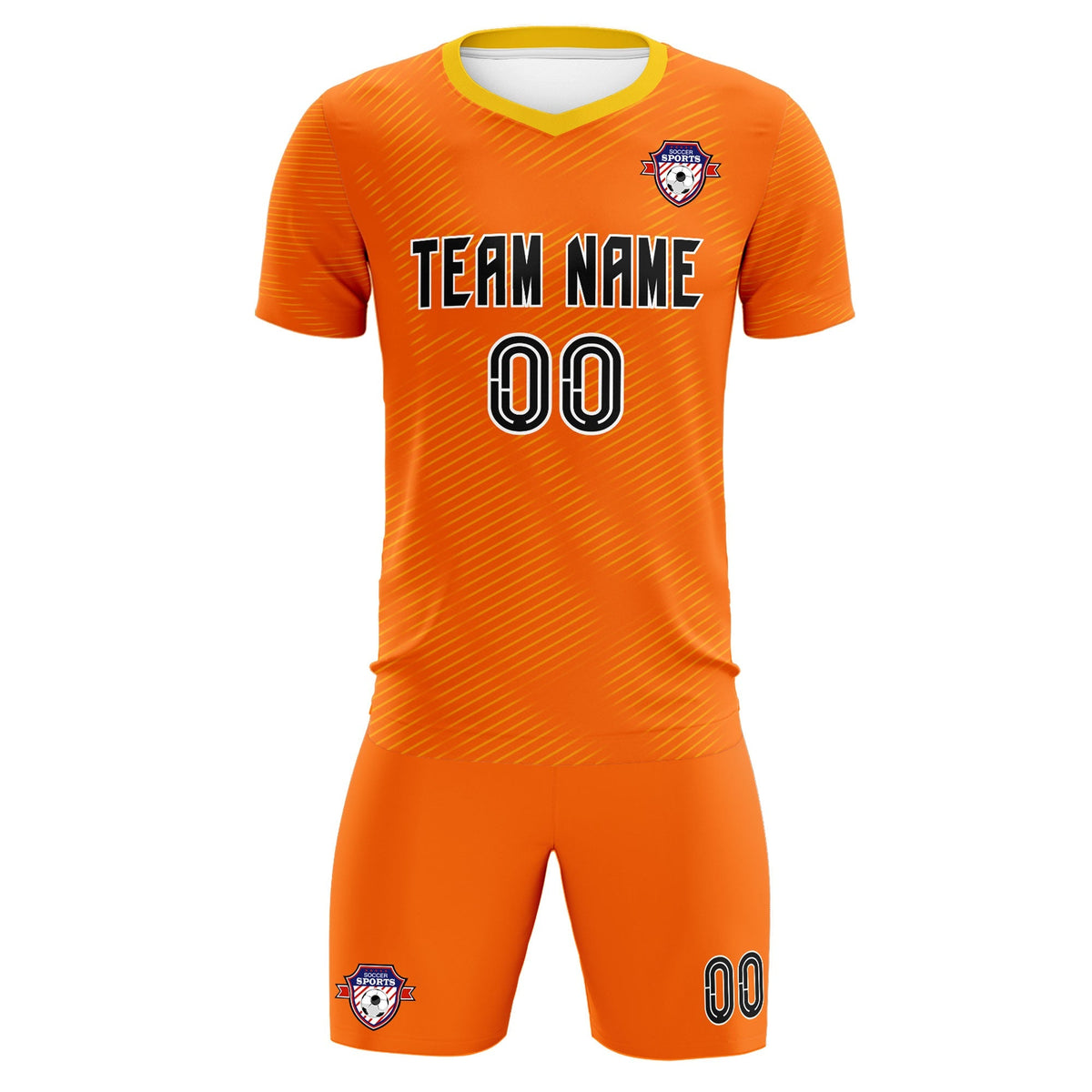 Custom Orange Gold Training Uniform For Men Soccer Sets Jersey