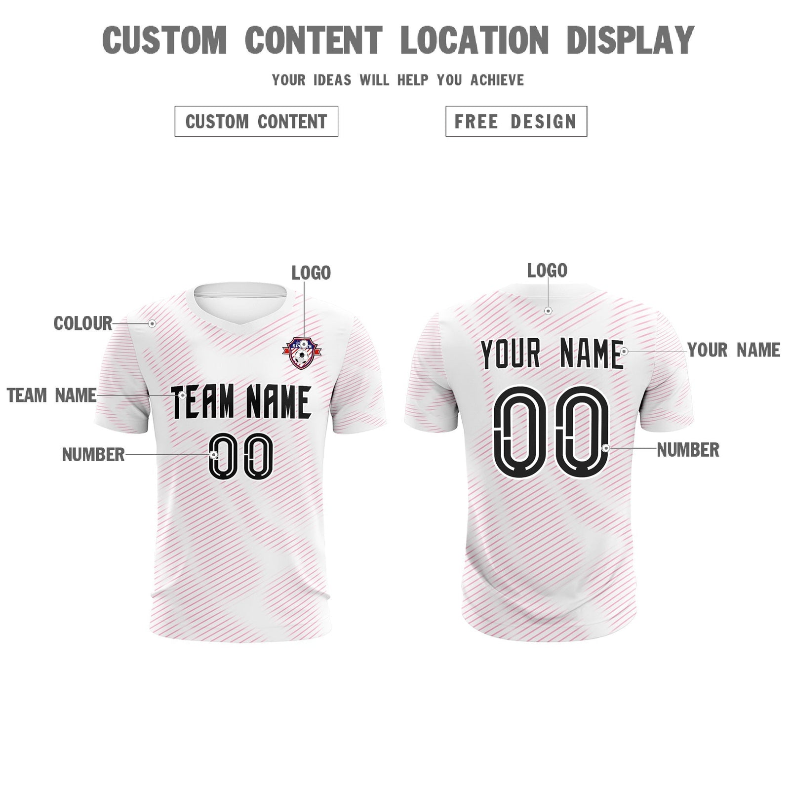 Custom White Pink Training Uniform For Men Soccer Sets Jersey