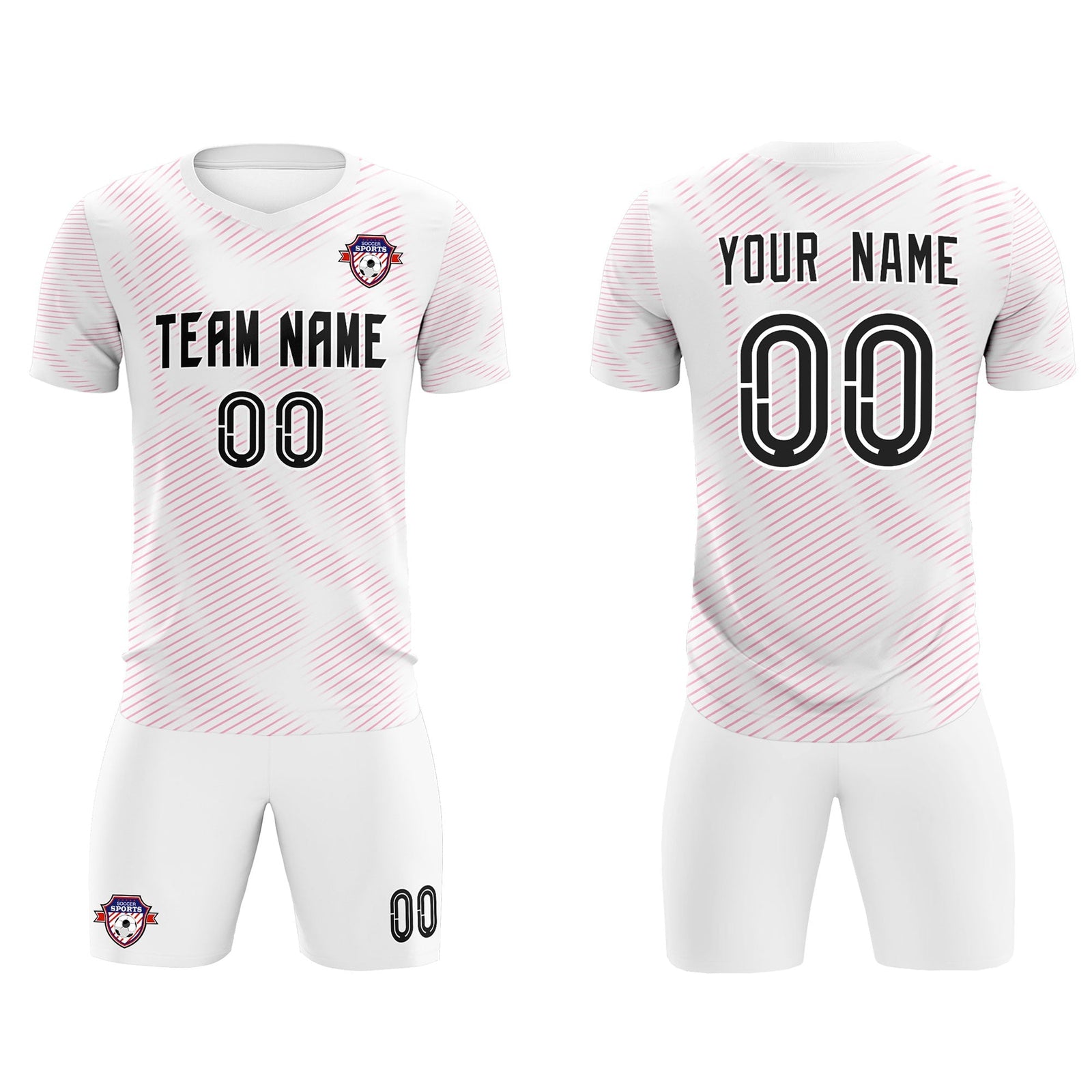 Custom White Pink Training Uniform For Men Soccer Sets Jersey