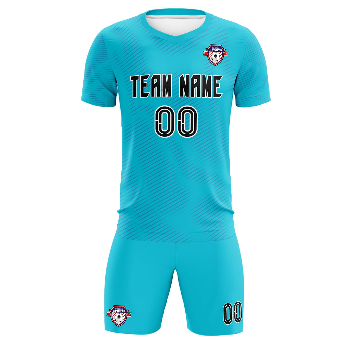 Custom Sky Blue Royal Training Uniform For Men Soccer Sets Jersey