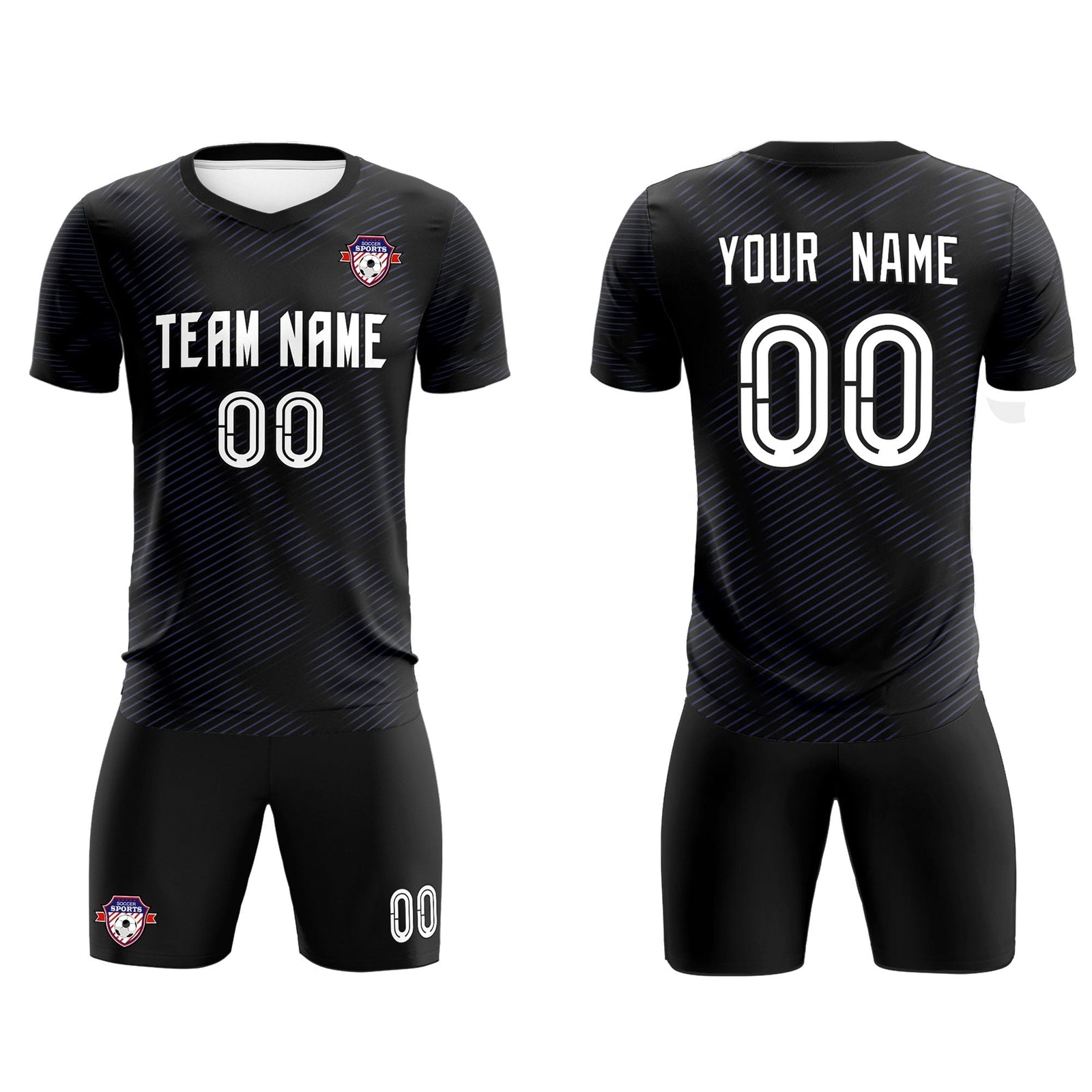 Custom Black Purple Training Uniform For Men Soccer Sets Jersey