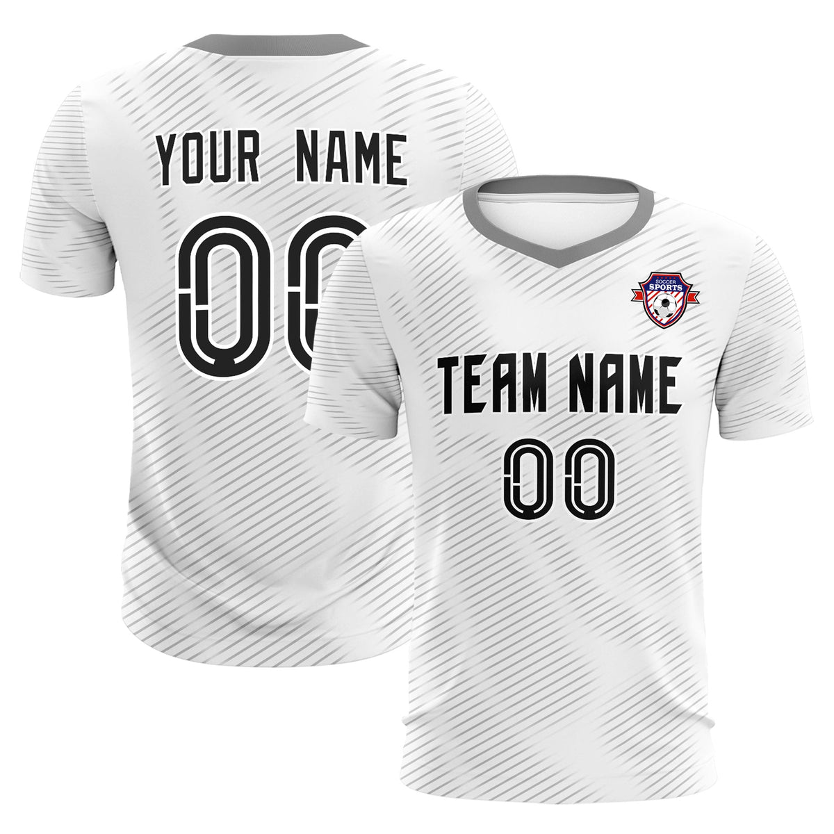 Custom White Gray Training Uniform For Men Soccer Sets Jersey