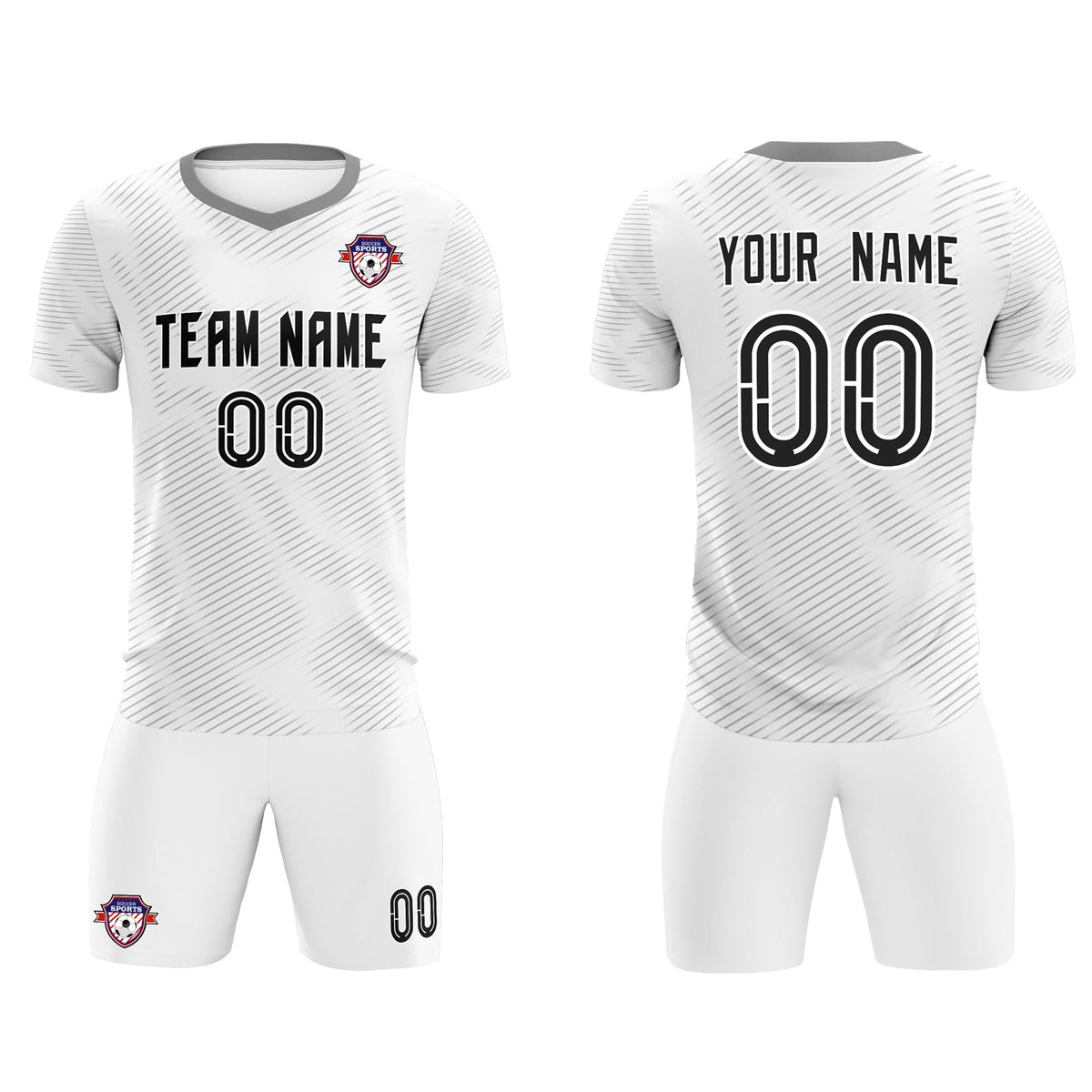 Custom White Gray Training Uniform For Men Soccer Sets Jersey