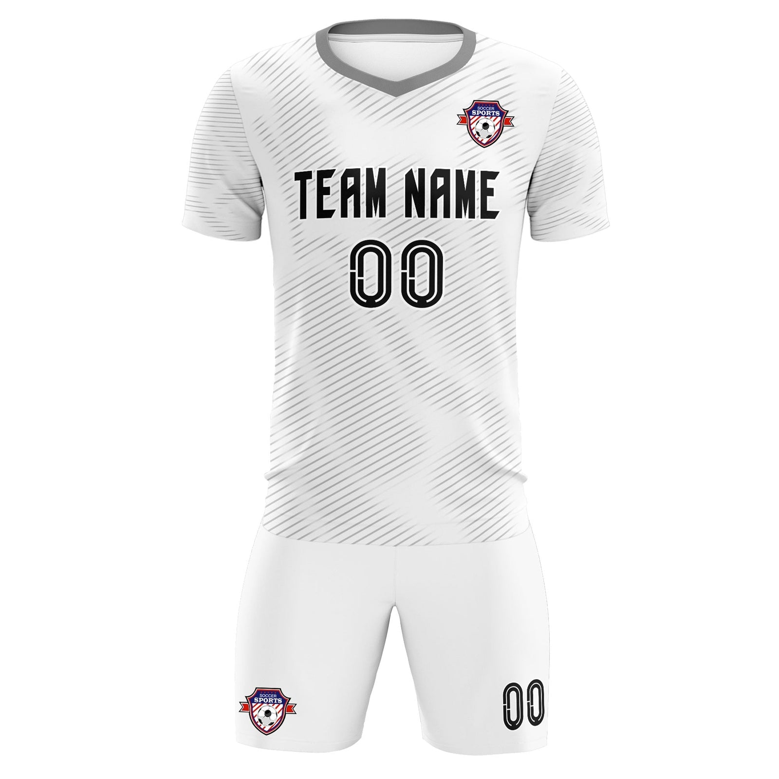 Custom White Gray Training Uniform For Men Soccer Sets Jersey