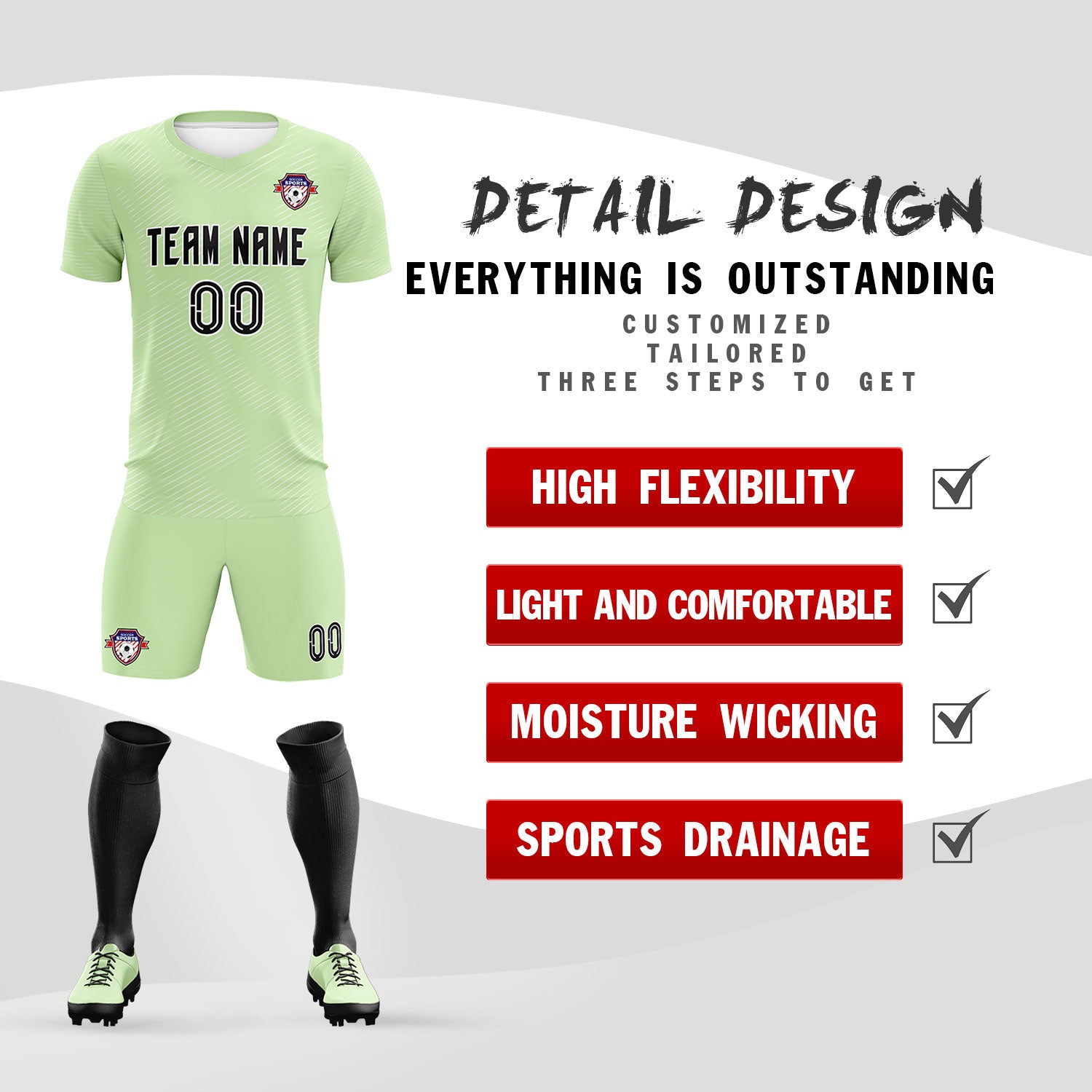 Custom Green White Training Uniform For Men Soccer Sets Jersey