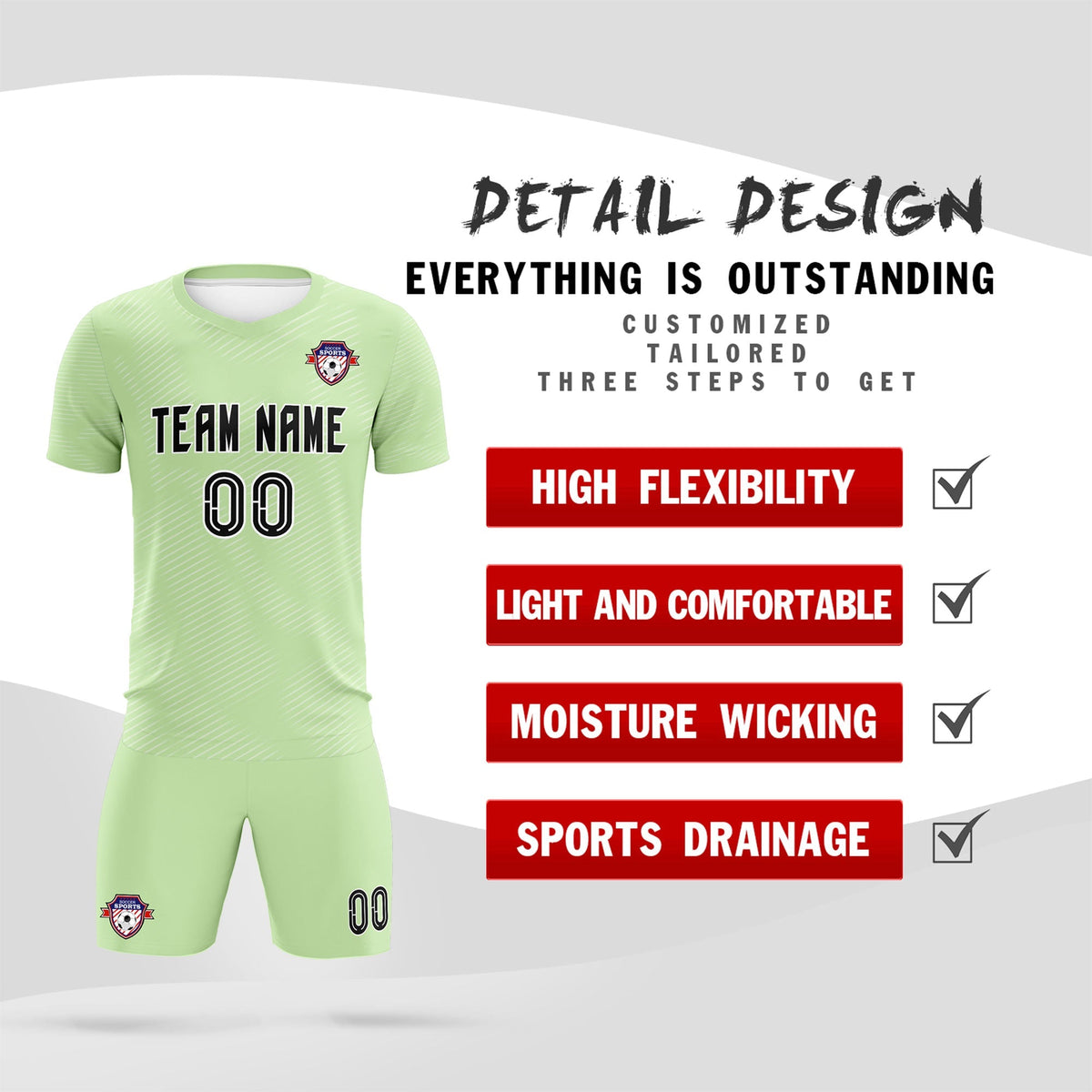 Custom Green White Training Uniform For Men Soccer Sets Jersey