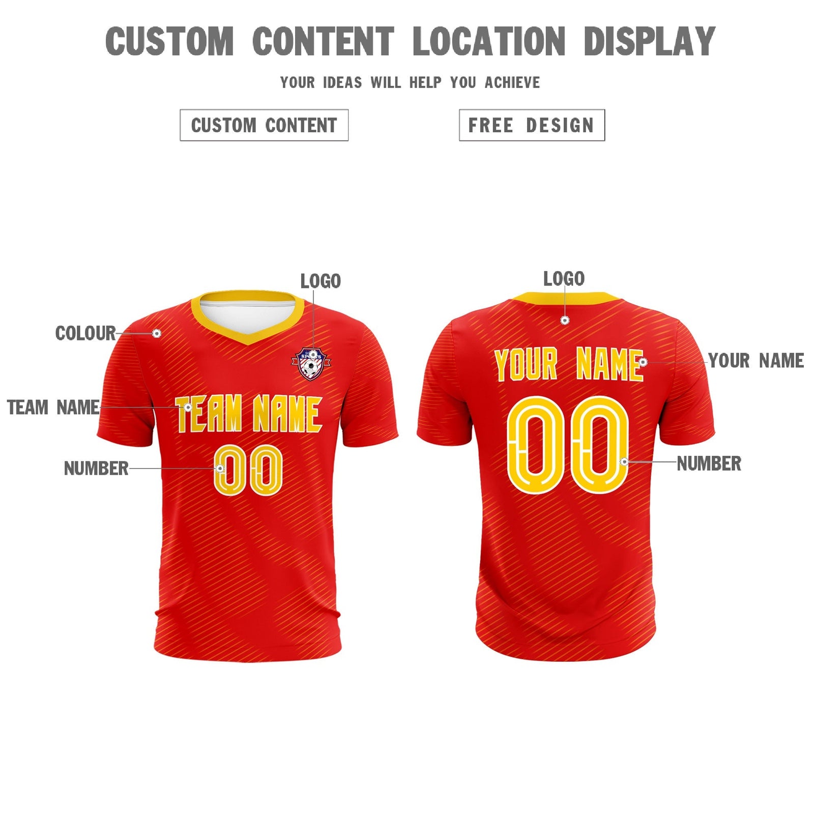 Custom Red Gold Training Uniform For Men Soccer Sets Jersey