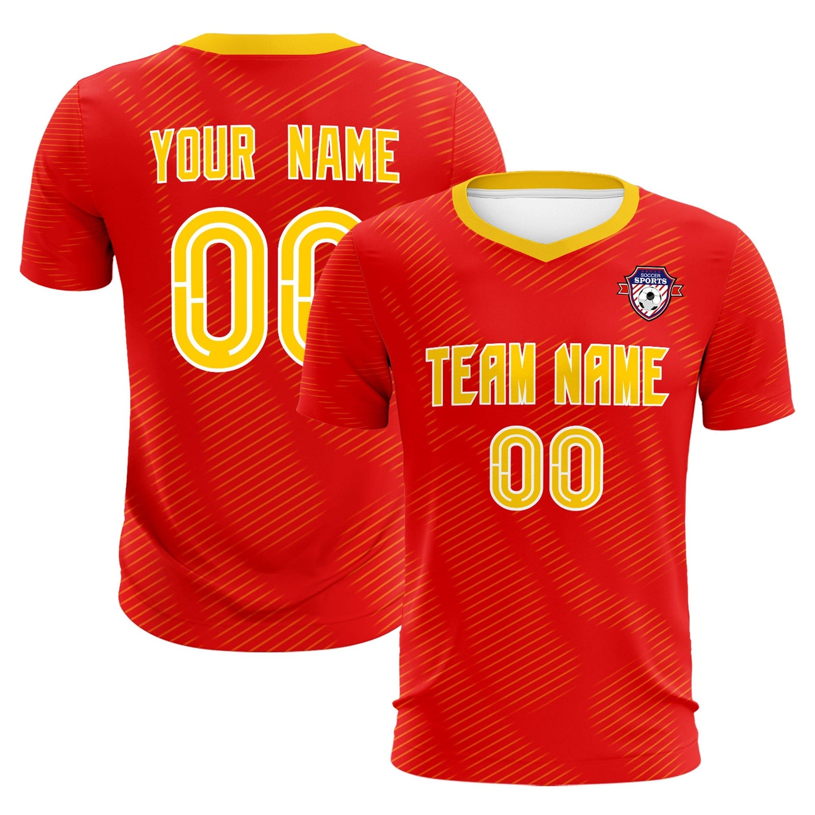 Custom Red Gold Training Uniform For Men Soccer Sets Jersey