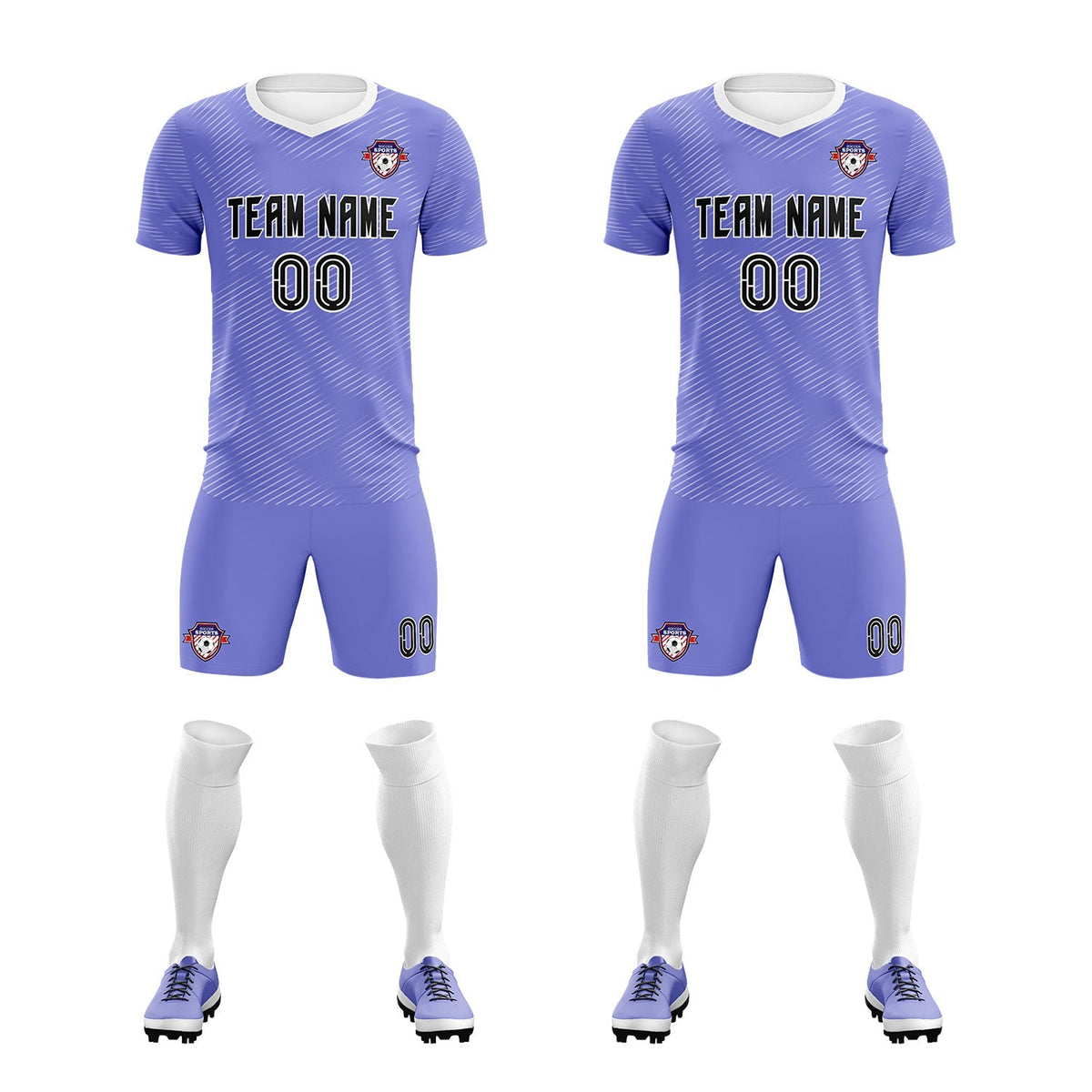 Custom Light Purple White Training Uniform For Men Soccer Sets Jersey