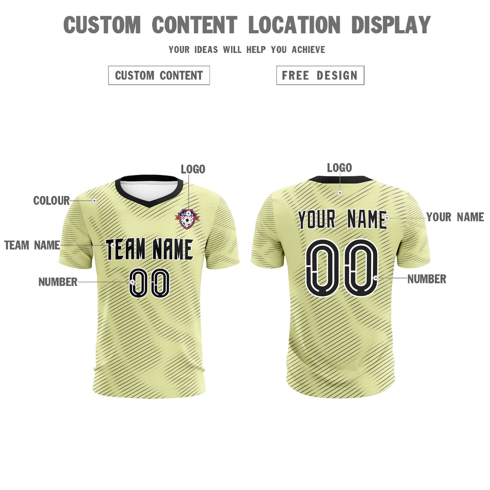 Custom Cream Black Training Uniform For Men Soccer Sets Jersey