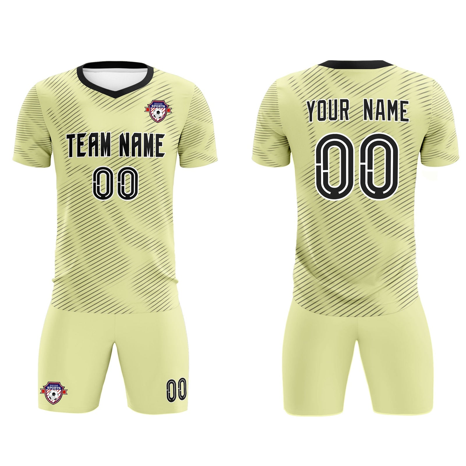 Custom Cream Black Training Uniform For Men Soccer Sets Jersey
