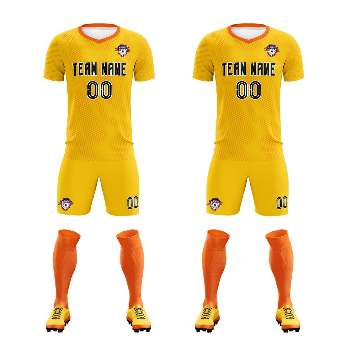 Custom Yellow Orange Training Uniform For Men Soccer Sets Jersey
