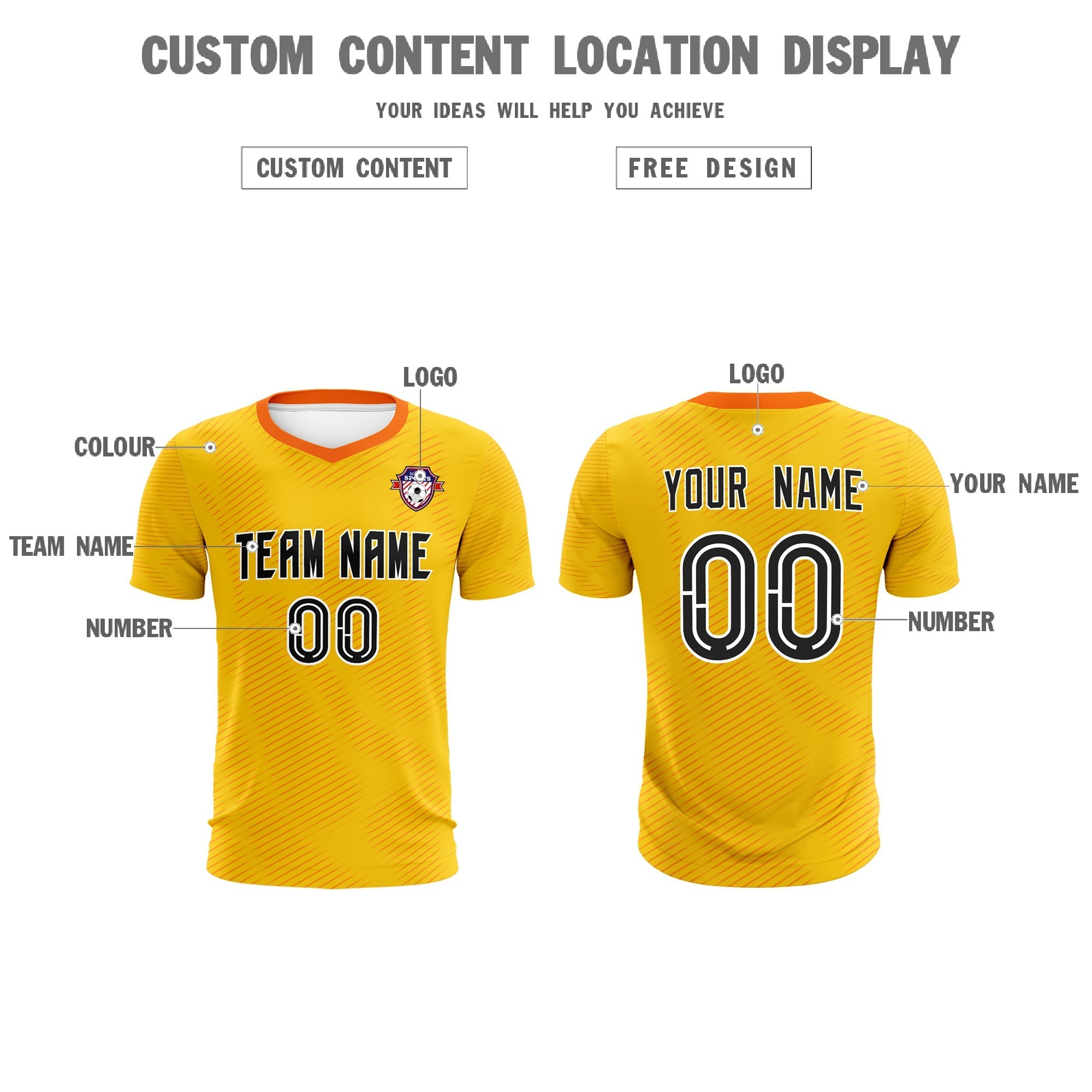 Custom Yellow Orange Training Uniform For Men Soccer Sets Jersey