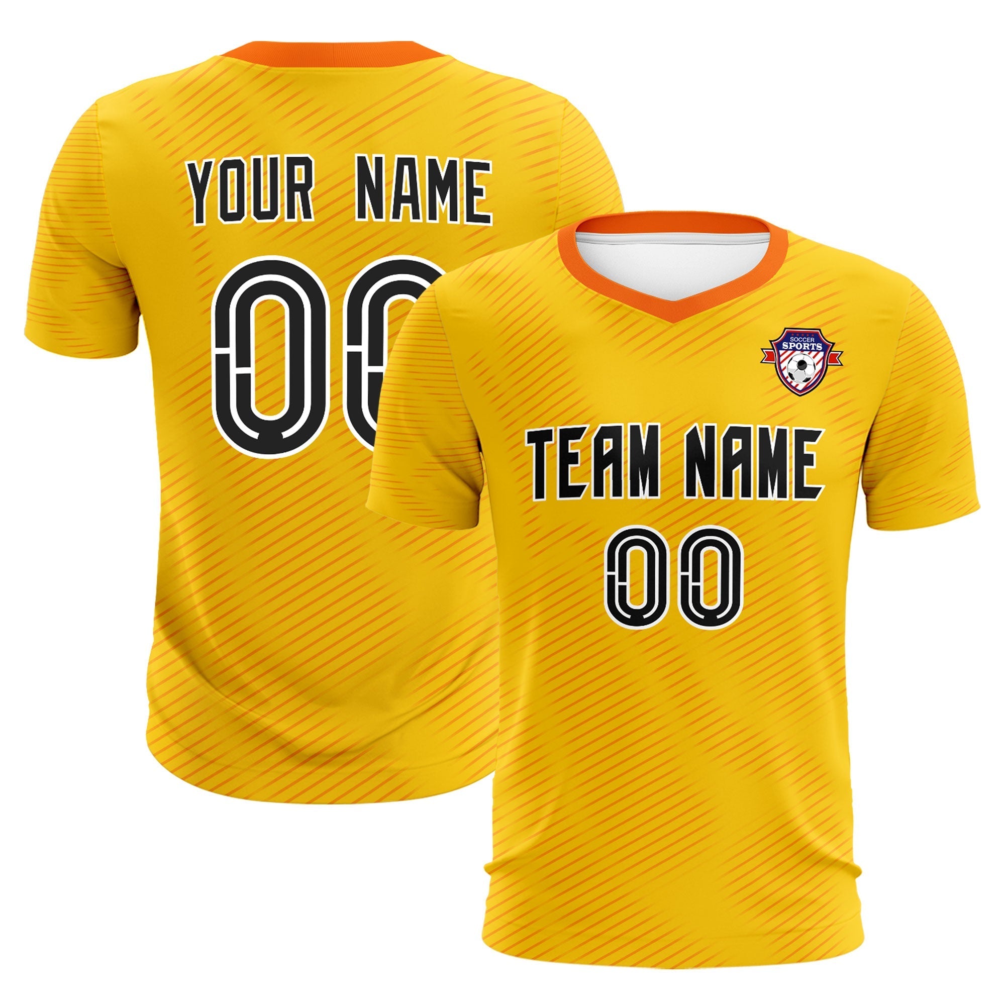 Custom Yellow Orange Training Uniform For Men Soccer Sets Jersey