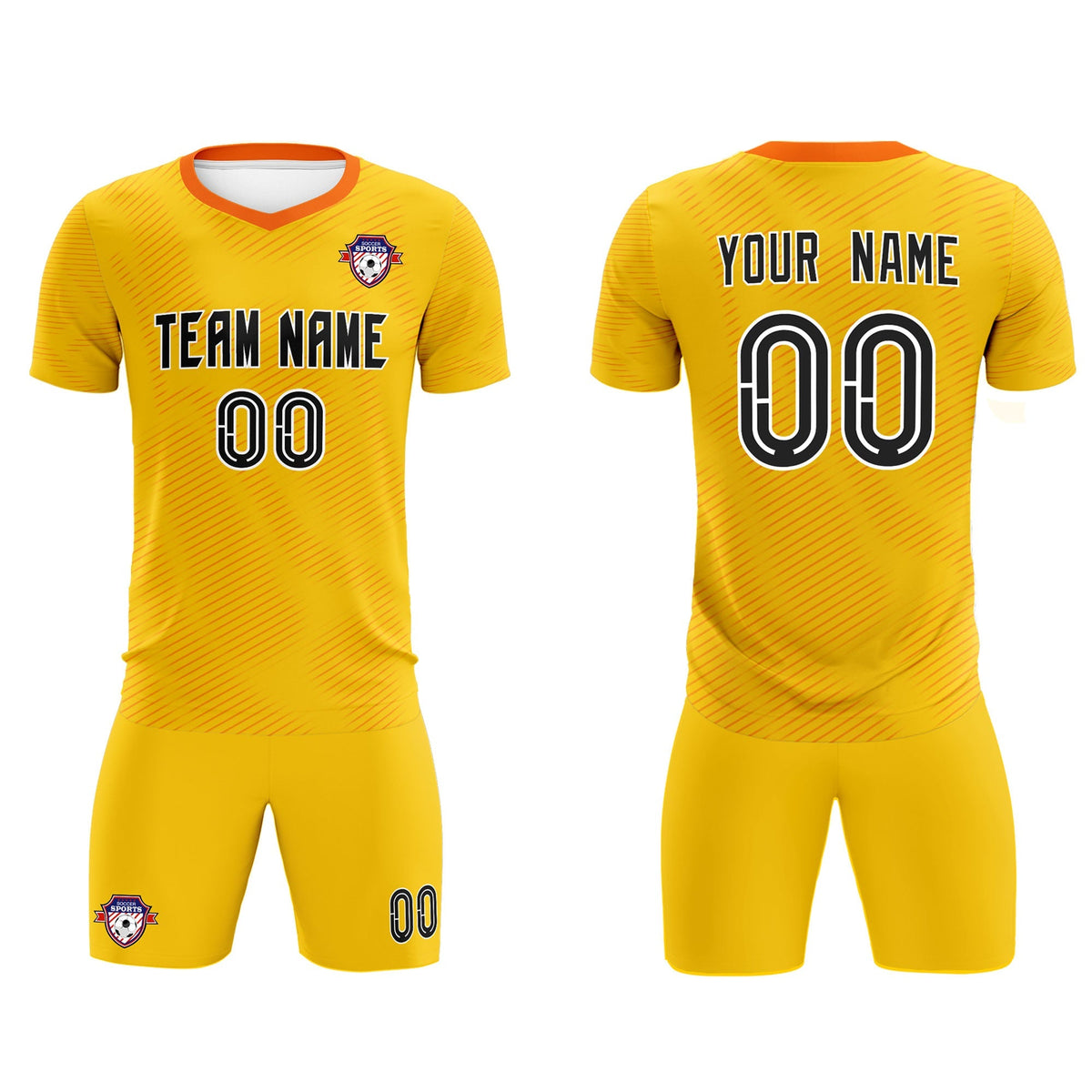 Custom Yellow Orange Training Uniform For Men Soccer Sets Jersey