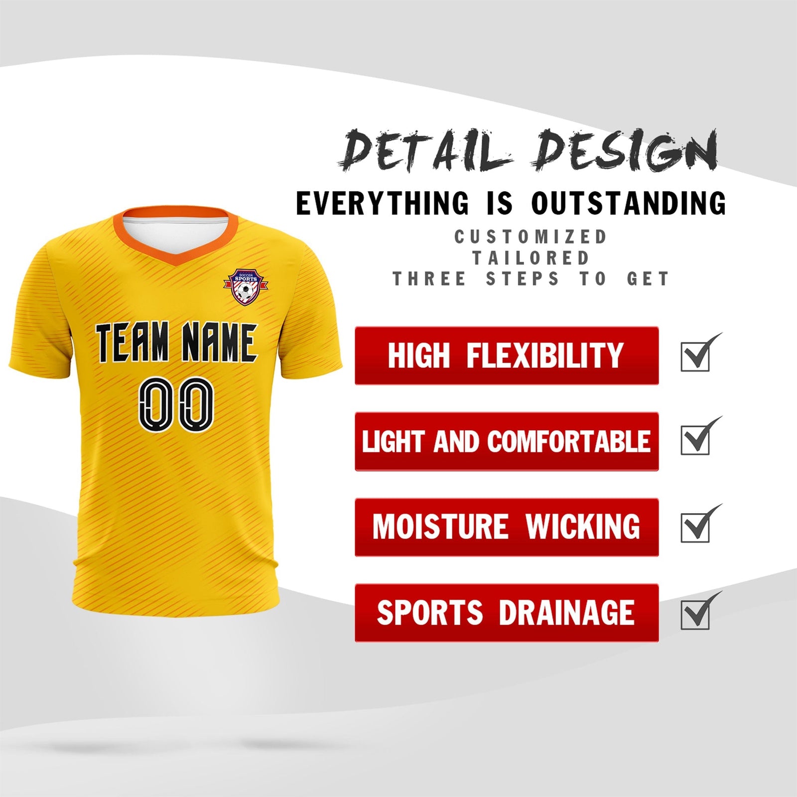 Custom Yellow Orange Training Uniform For Men Soccer Sets Jersey