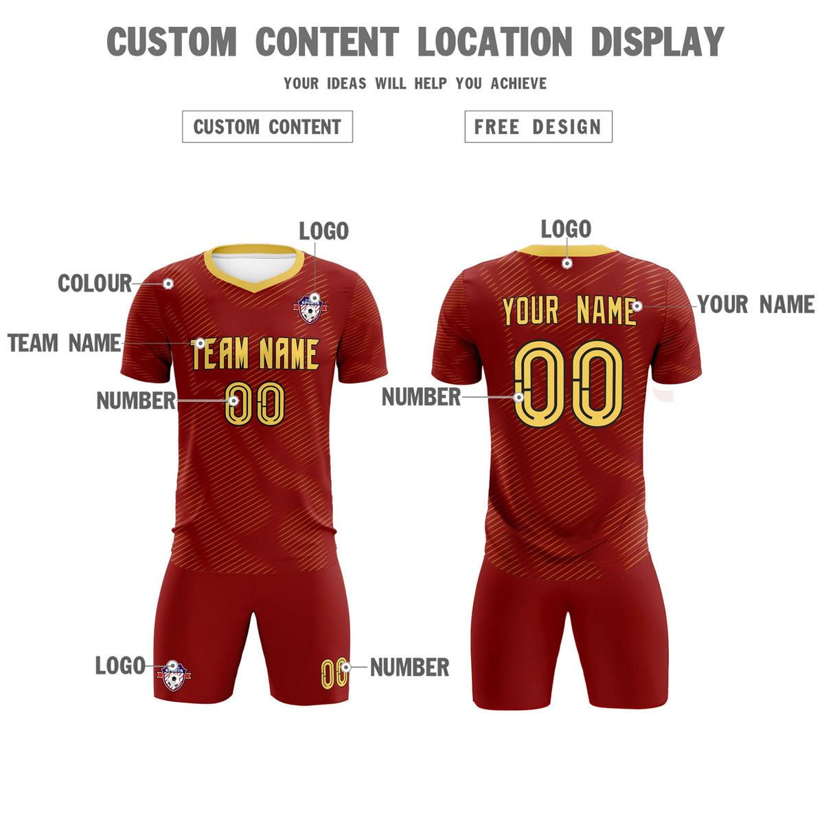 Custom Crimson Khaki Training Uniform For Men Soccer Sets Jersey