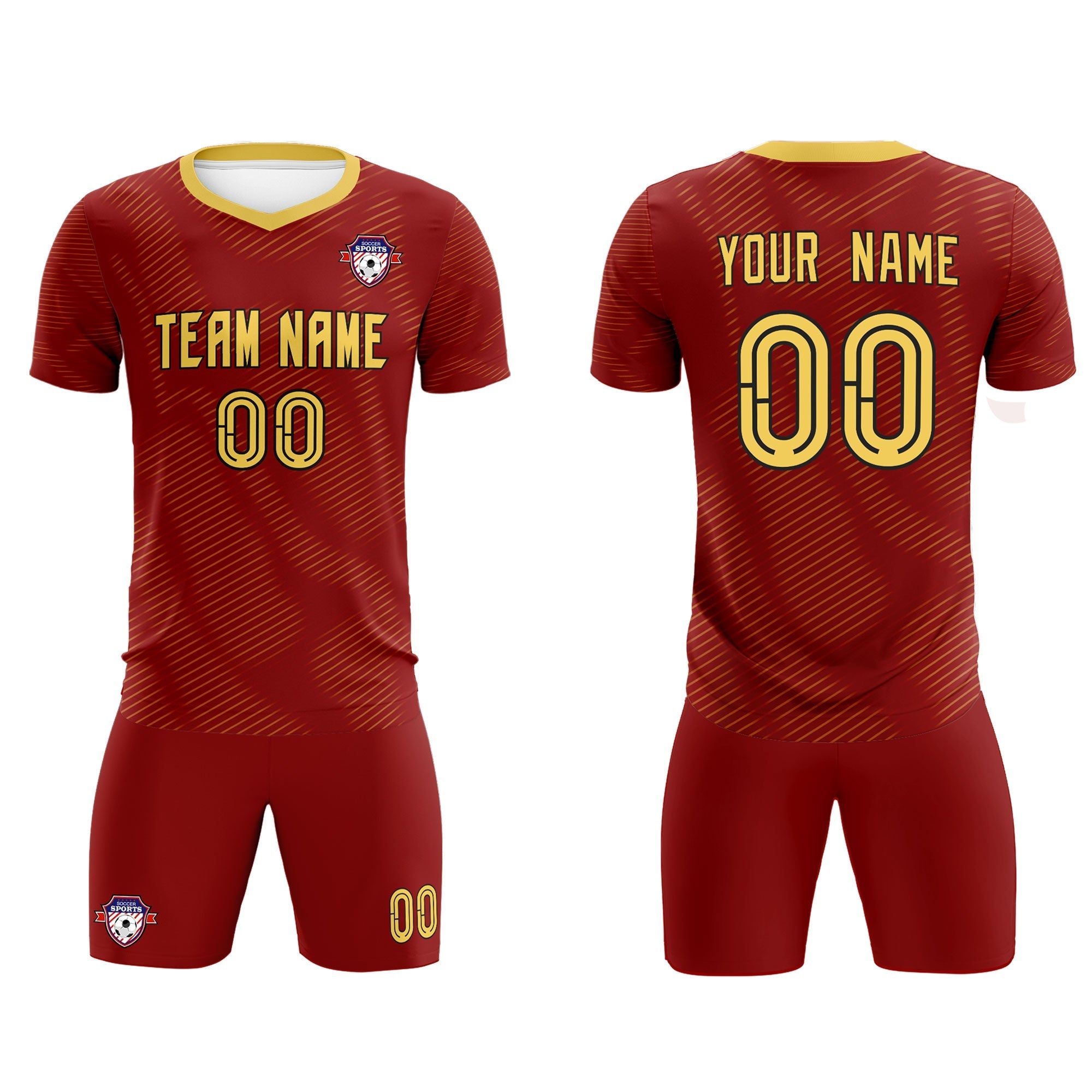 Custom Crimson Khaki Training Uniform For Men Soccer Sets Jersey