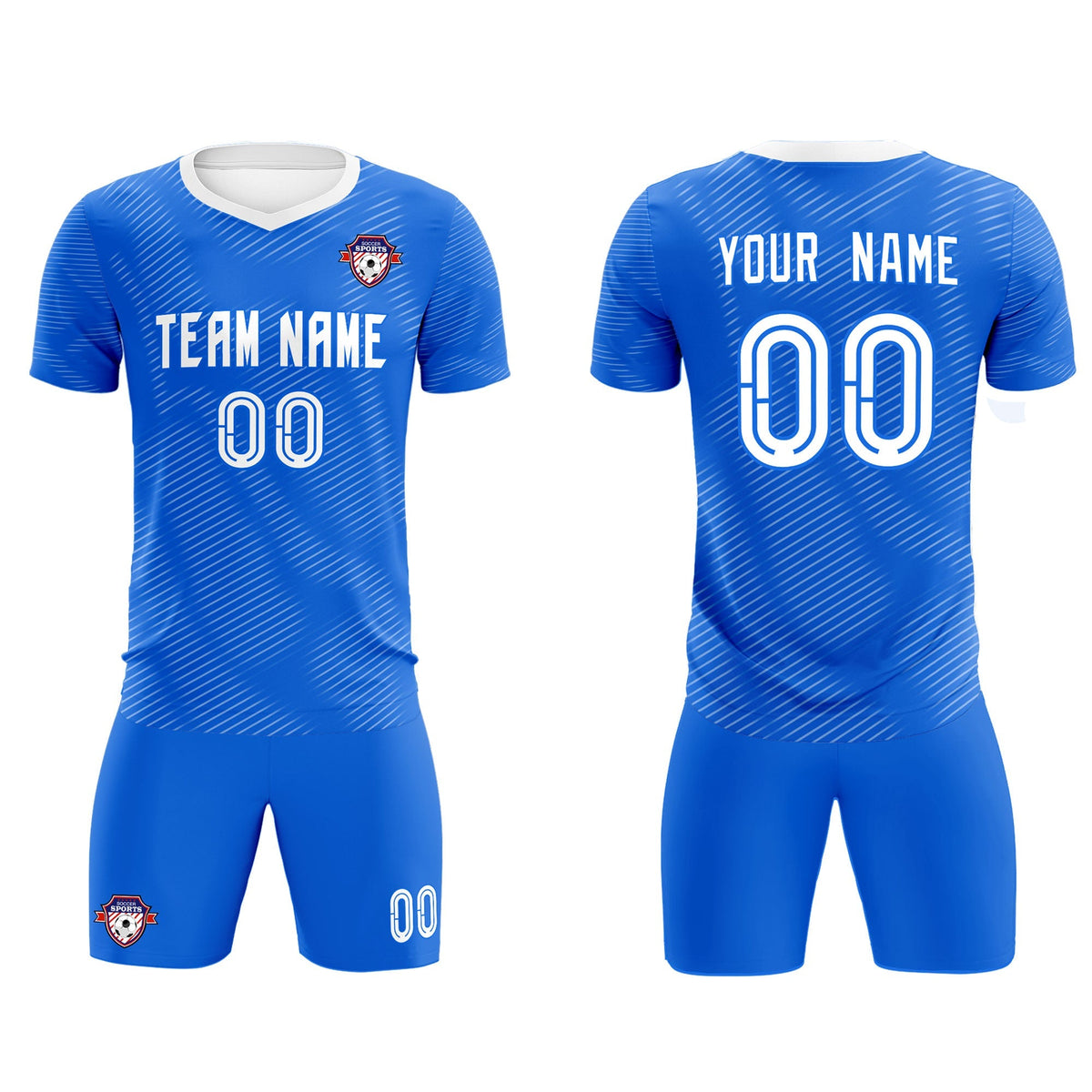 Custom Royal White Training Uniform For Men Soccer Sets Jersey