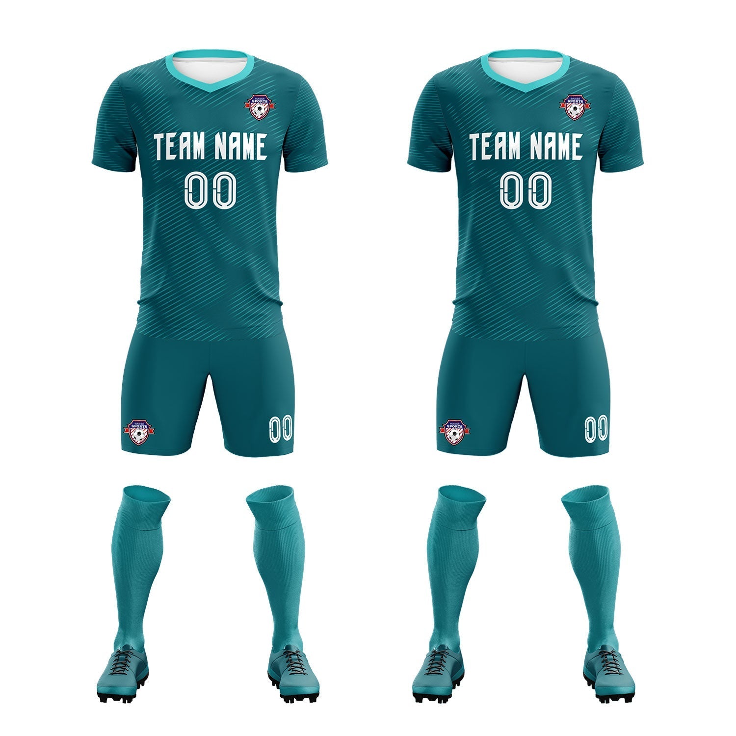 Custom Aqua Aqua Training Uniform For Men Soccer Sets Jersey