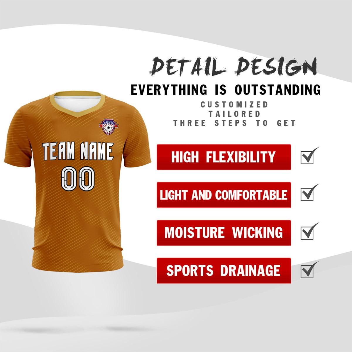 Custom Light Brown Khaki Training Uniform For Men Soccer Sets Jersey