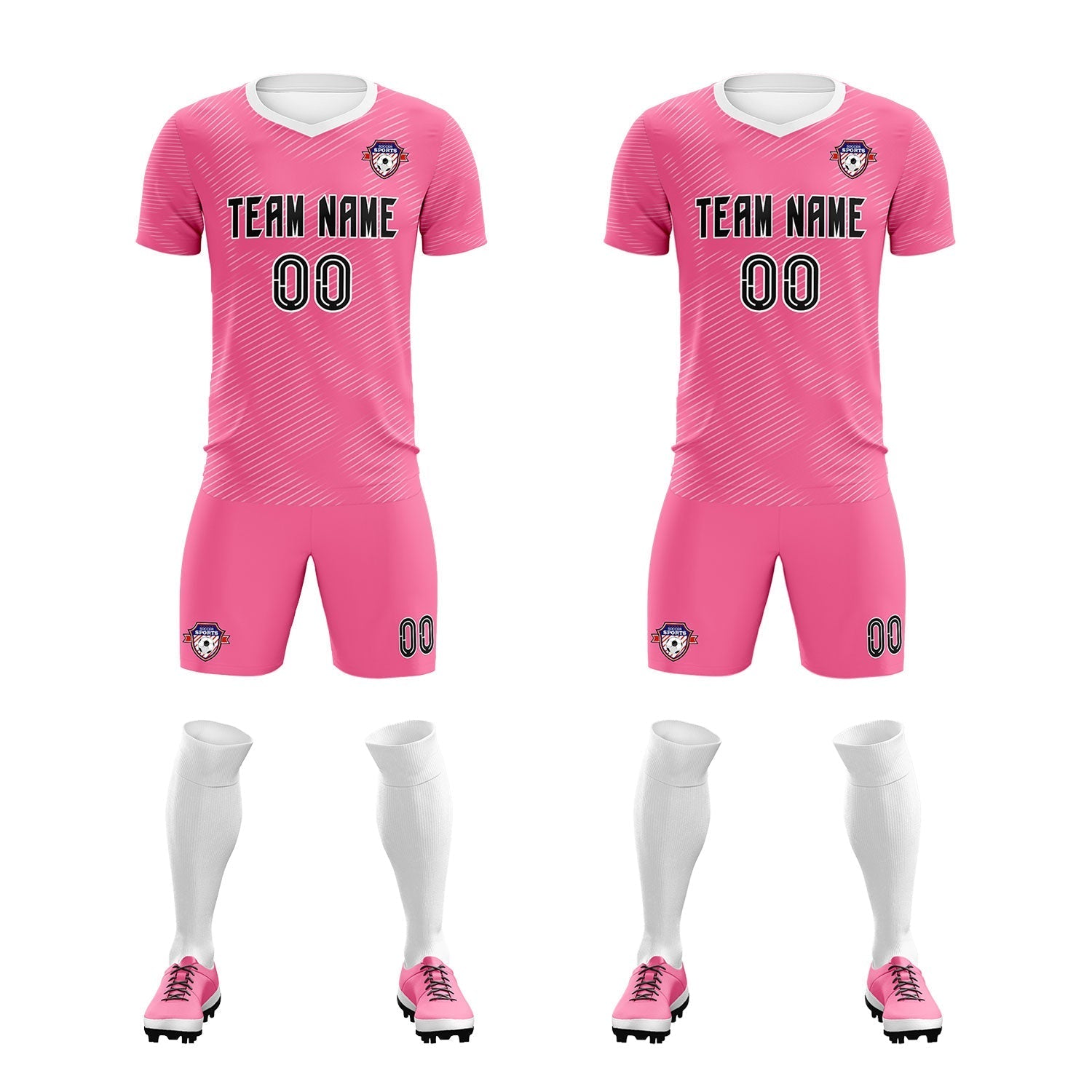 Custom Pink White Training Uniform For Men Soccer Sets Jersey