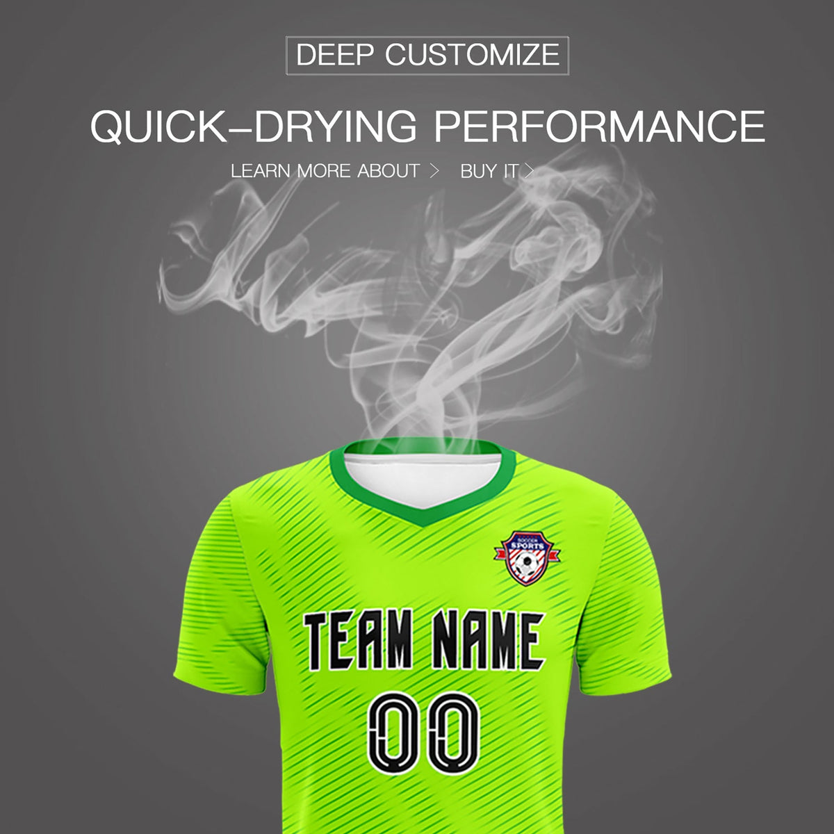 Custom Neon Green Kelly Green Training Uniform For Men Soccer Sets Jersey