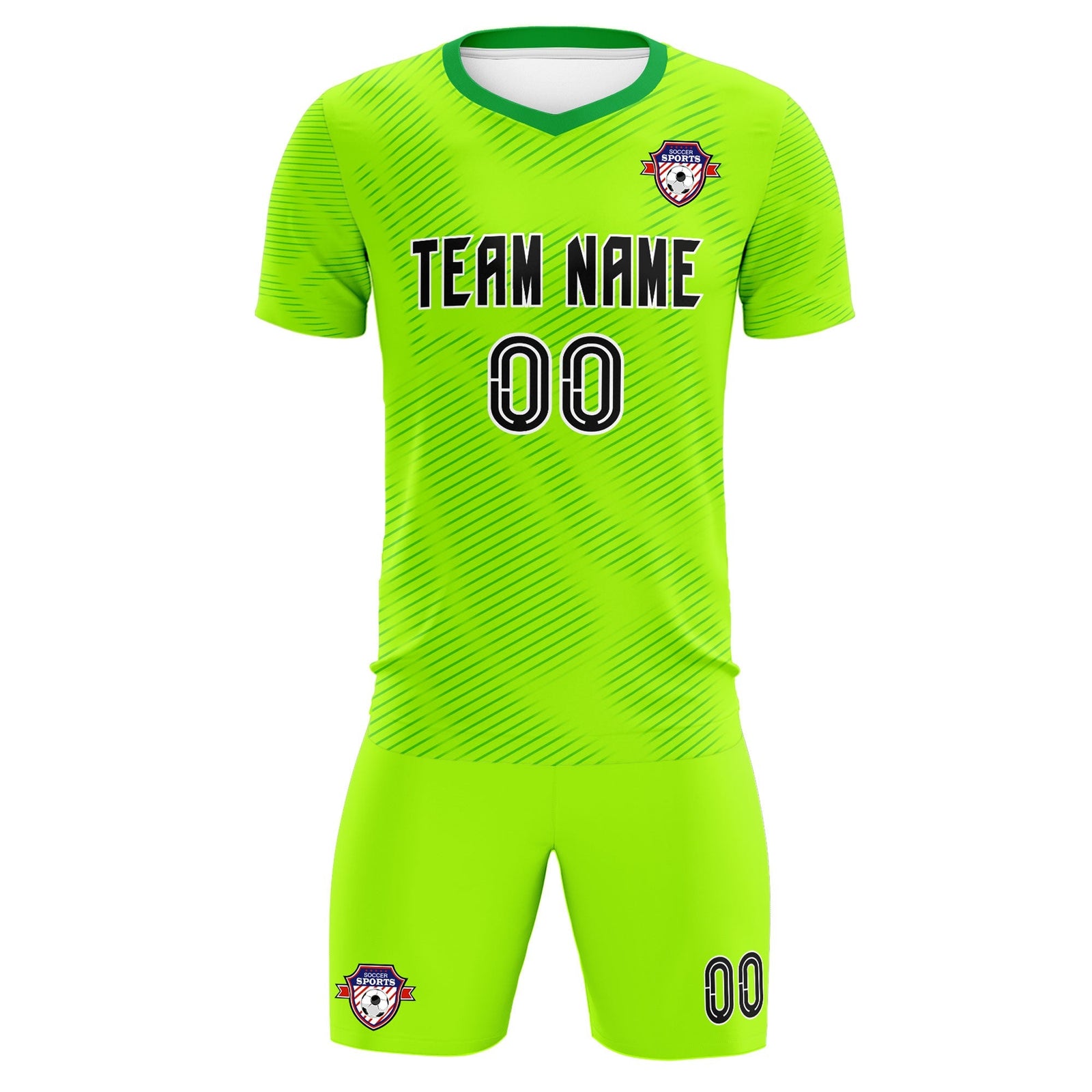 Custom Neon Green Kelly Green Training Uniform For Men Soccer Sets Jersey