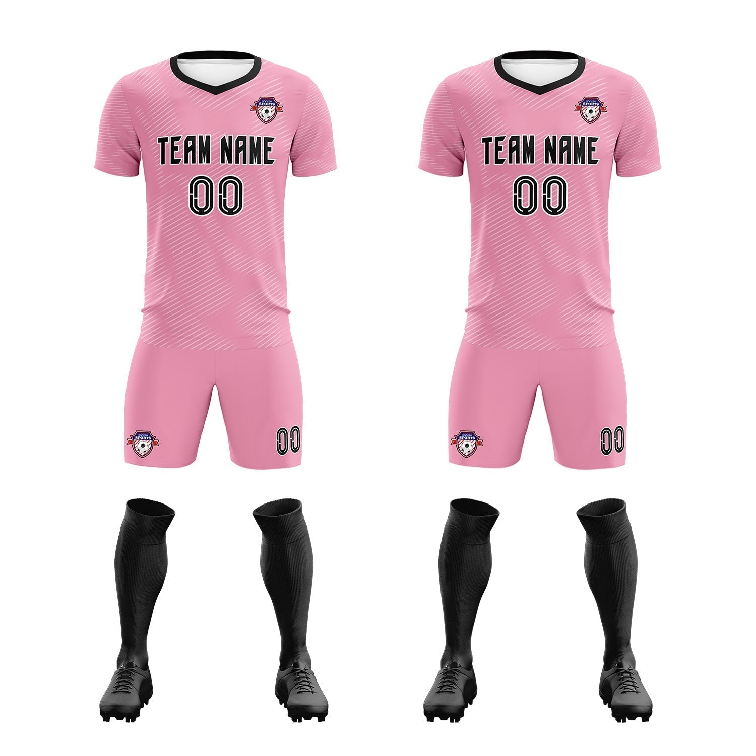 Custom Light Pink White Training Uniform For Men Soccer Sets Jersey