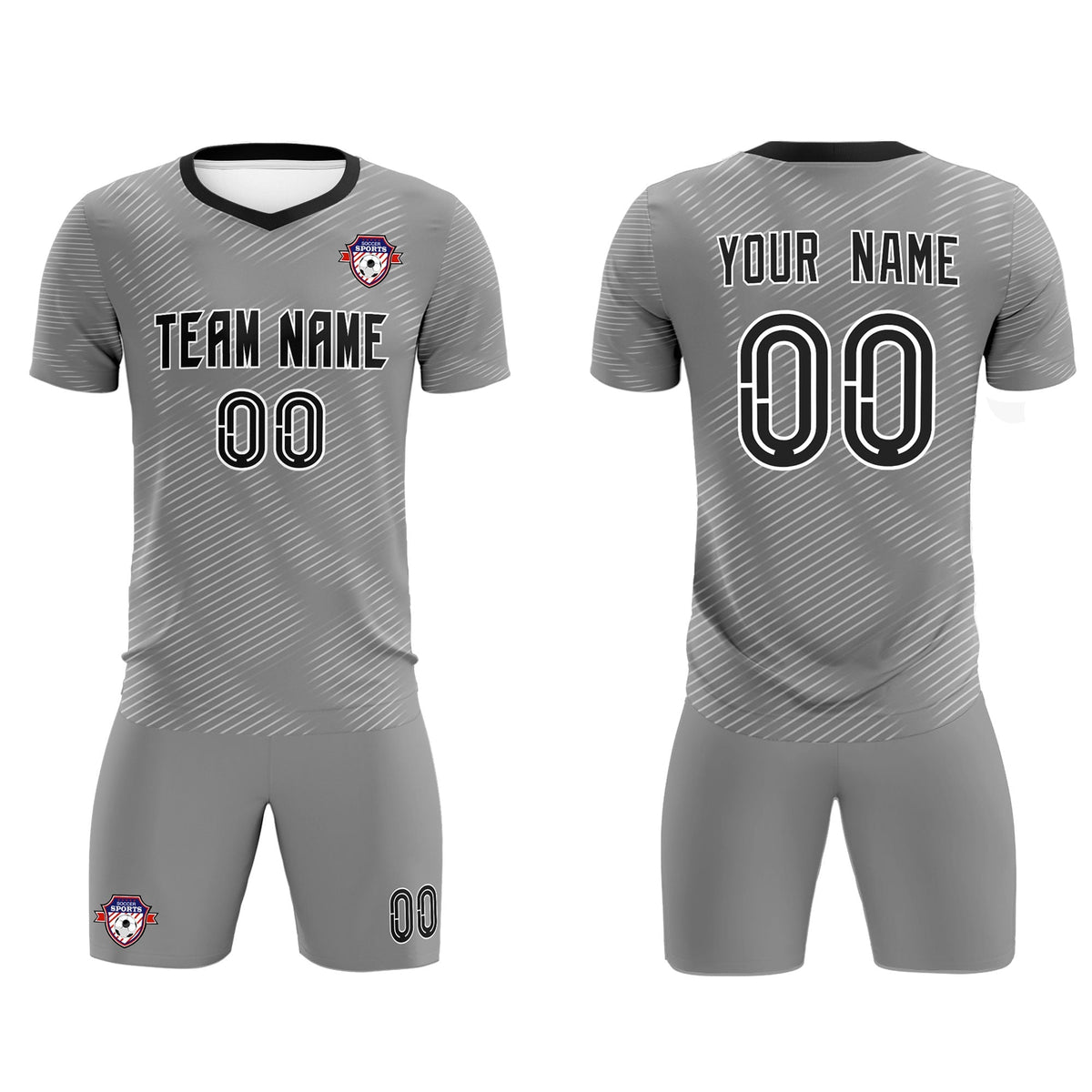 Custom Dark Gray White Training Uniform For Men Soccer Sets Jersey