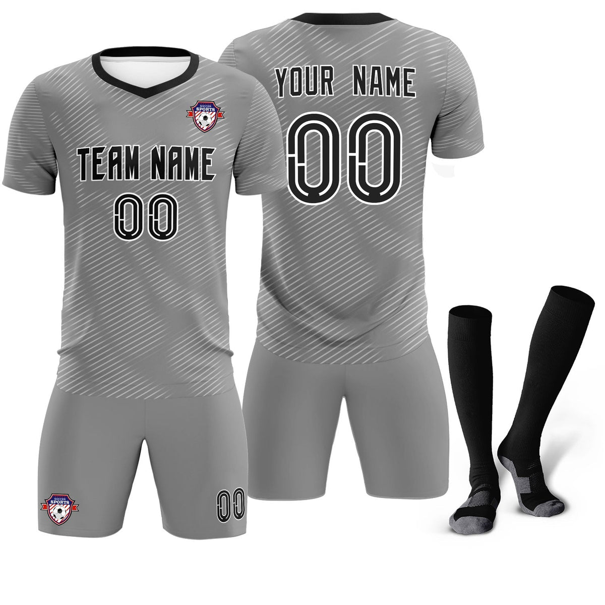 Custom Dark Gray White Training Uniform For Men Soccer Sets Jersey