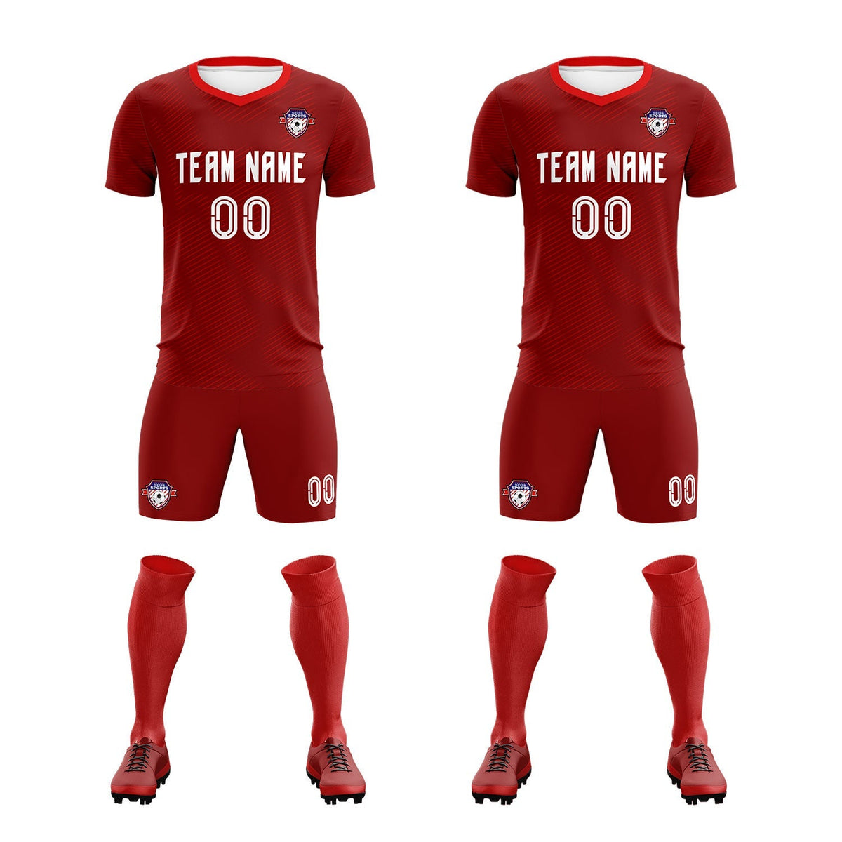 Custom Crimson Red Training Uniform For Men Soccer Sets Jersey