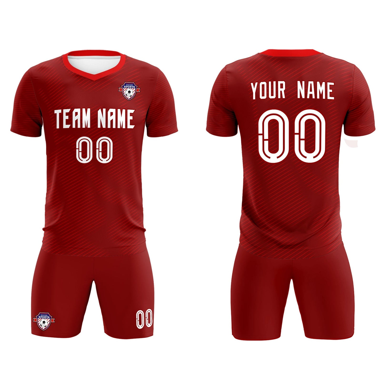 Custom Crimson Red Training Uniform For Men Soccer Sets Jersey