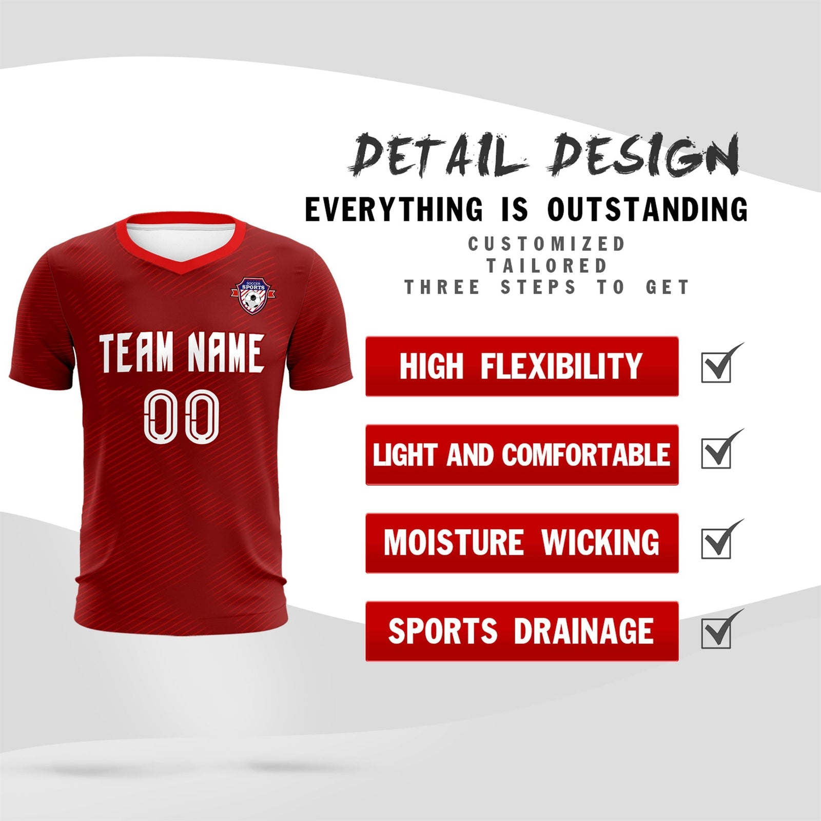 Custom Crimson Red Training Uniform For Men Soccer Sets Jersey
